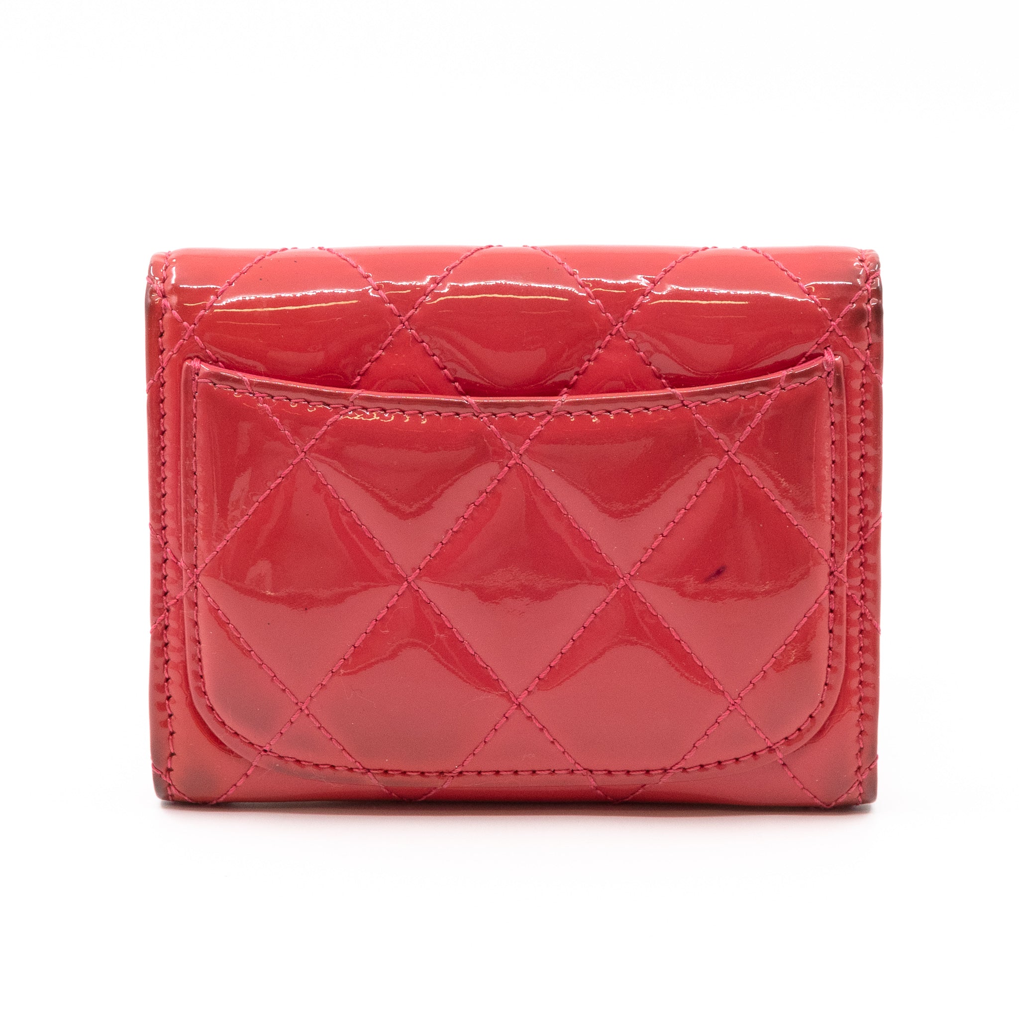 Classic Flap Card Case Rose Patent Leather
