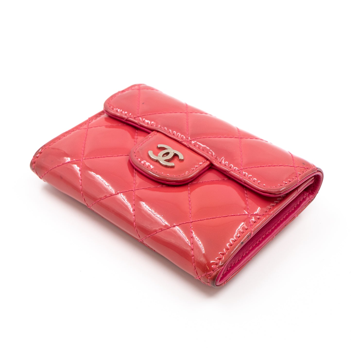 Classic Flap Card Case Rose Patent Leather