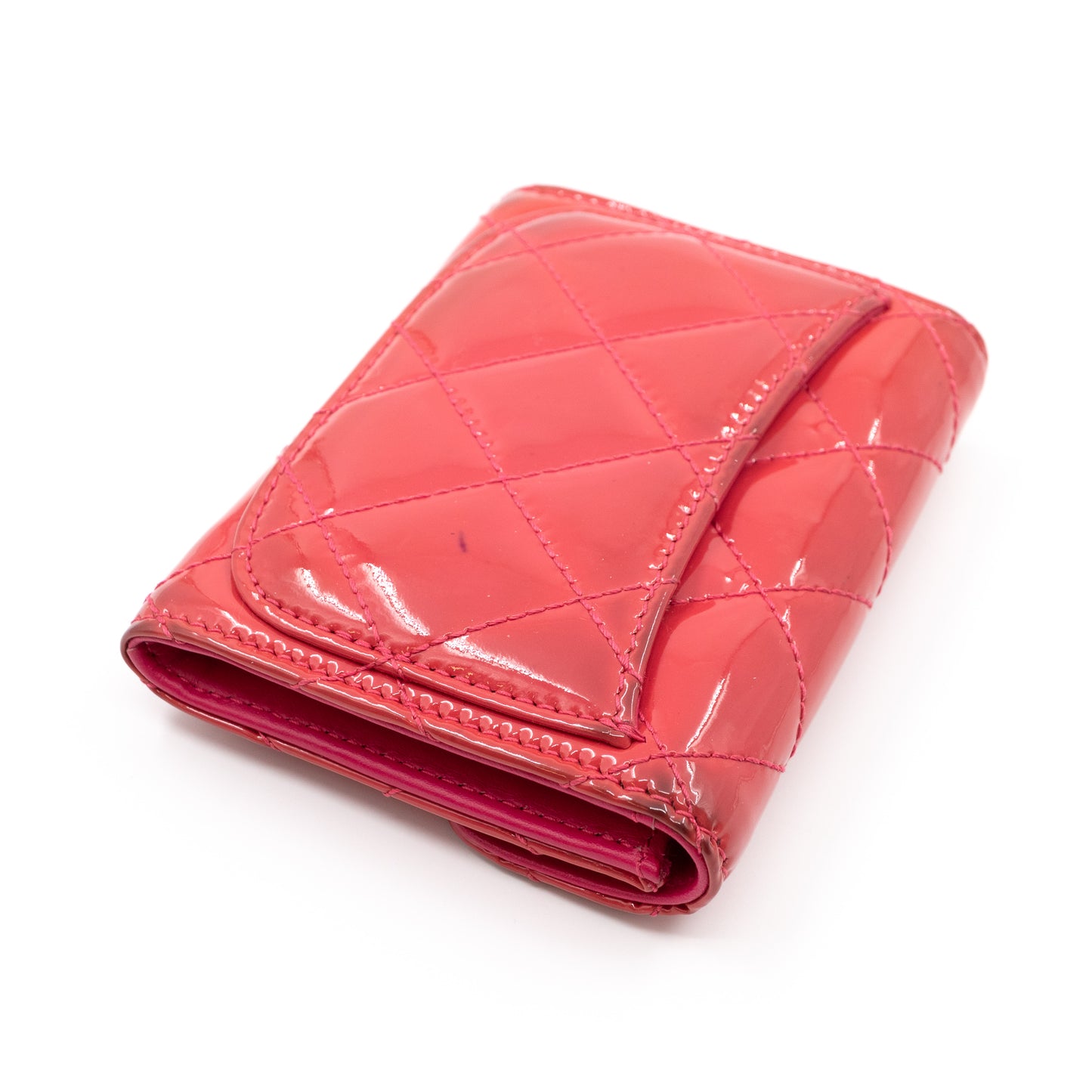 Classic Flap Card Case Rose Patent Leather