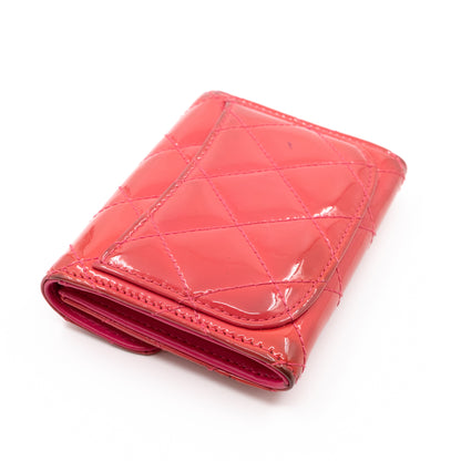 Classic Flap Card Case Rose Patent Leather