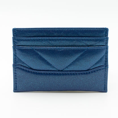 Card Holder Gabrielle Iridescent Blue Leather