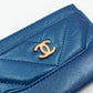 Card Holder Gabrielle Iridescent Blue Leather