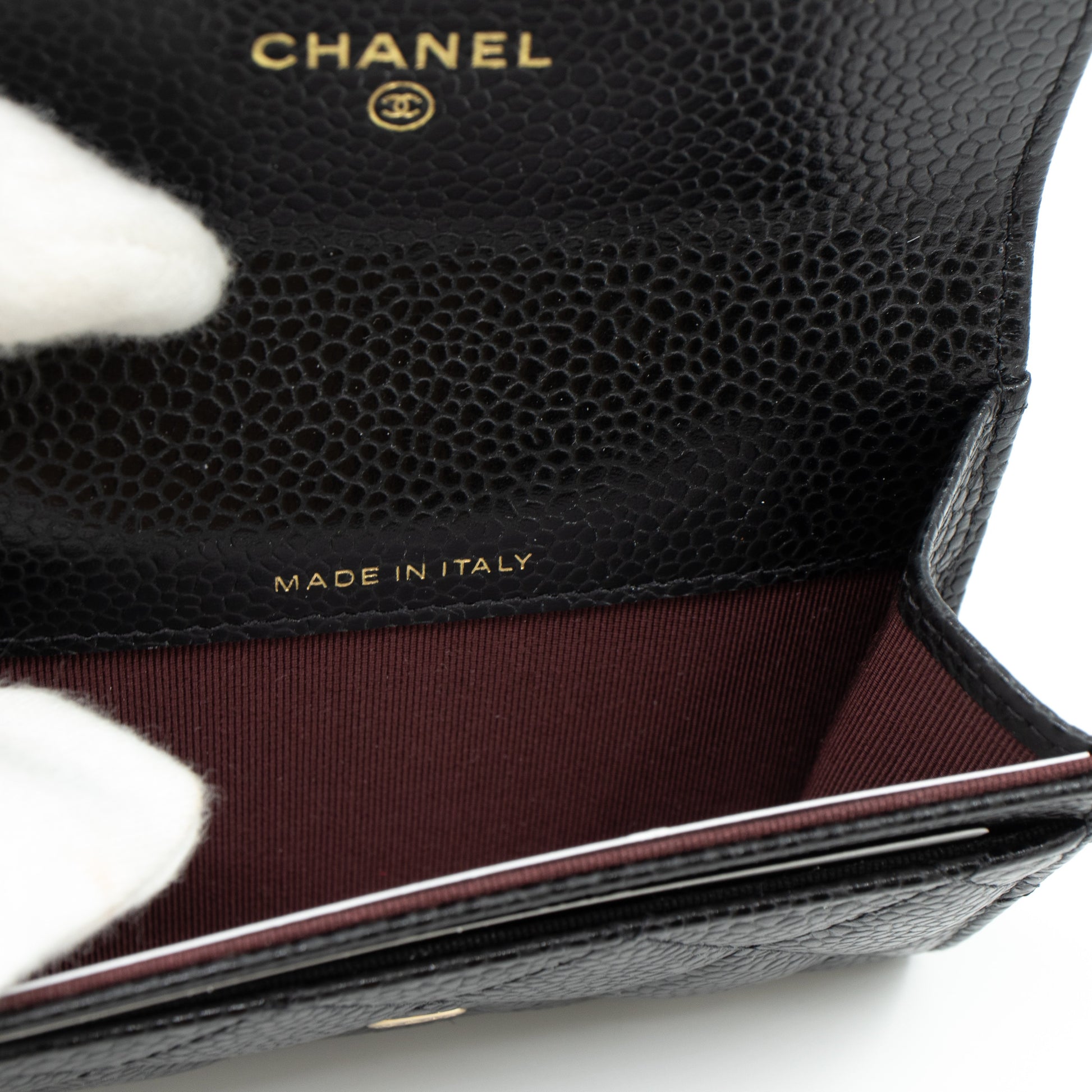 CHANEL Black Caviar with Gold Hardware Passport Holder Wallet - Bellisa