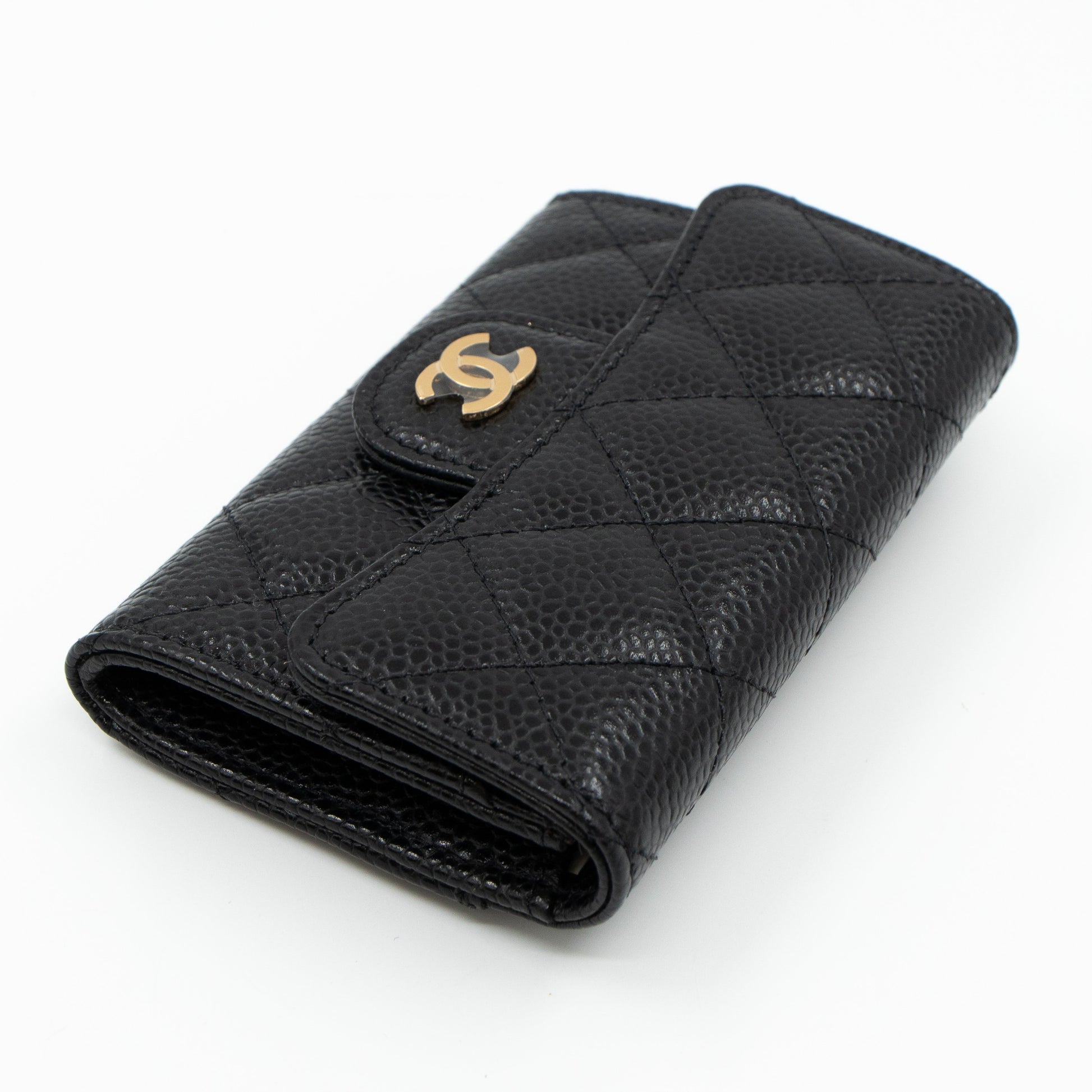 Chanel – Chanel Classic Flap Card Case Black Caviar Gold – Queen