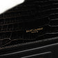 Kate Clutch Tassel Croc Embossed Black Leather