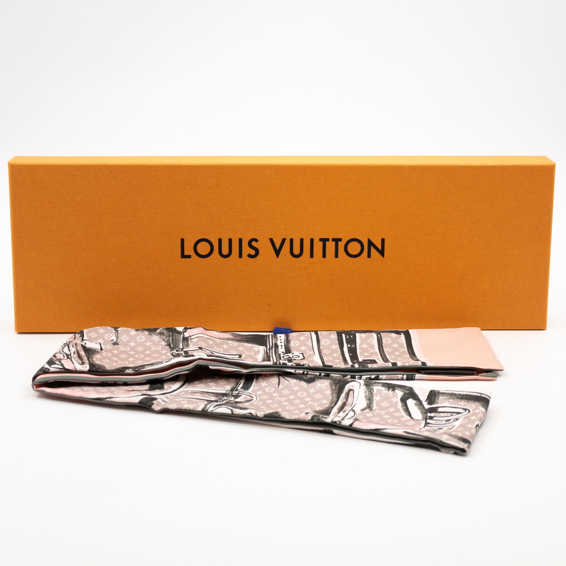 Louis Vuitton Rose Poudre Monogram Trunks Bandeau Silk Scarf