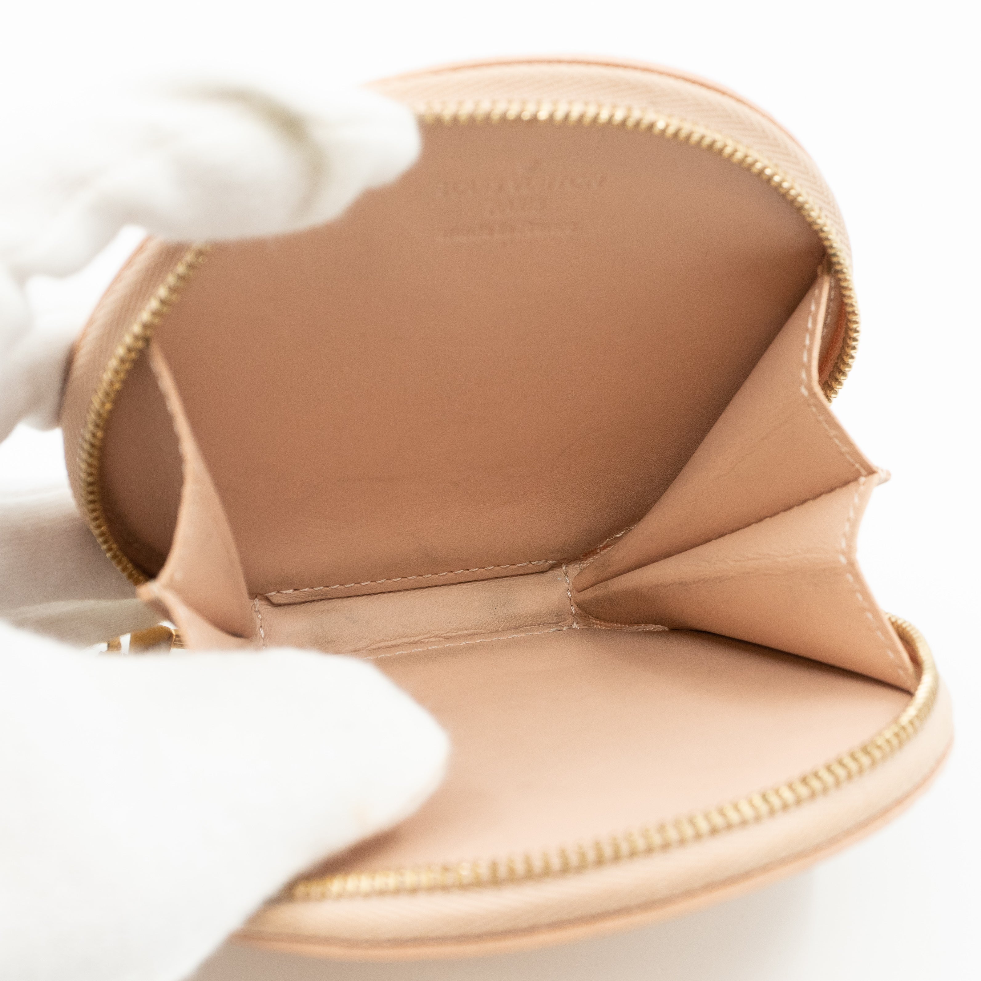 Round Coin Purse Vernis Rose Florentine