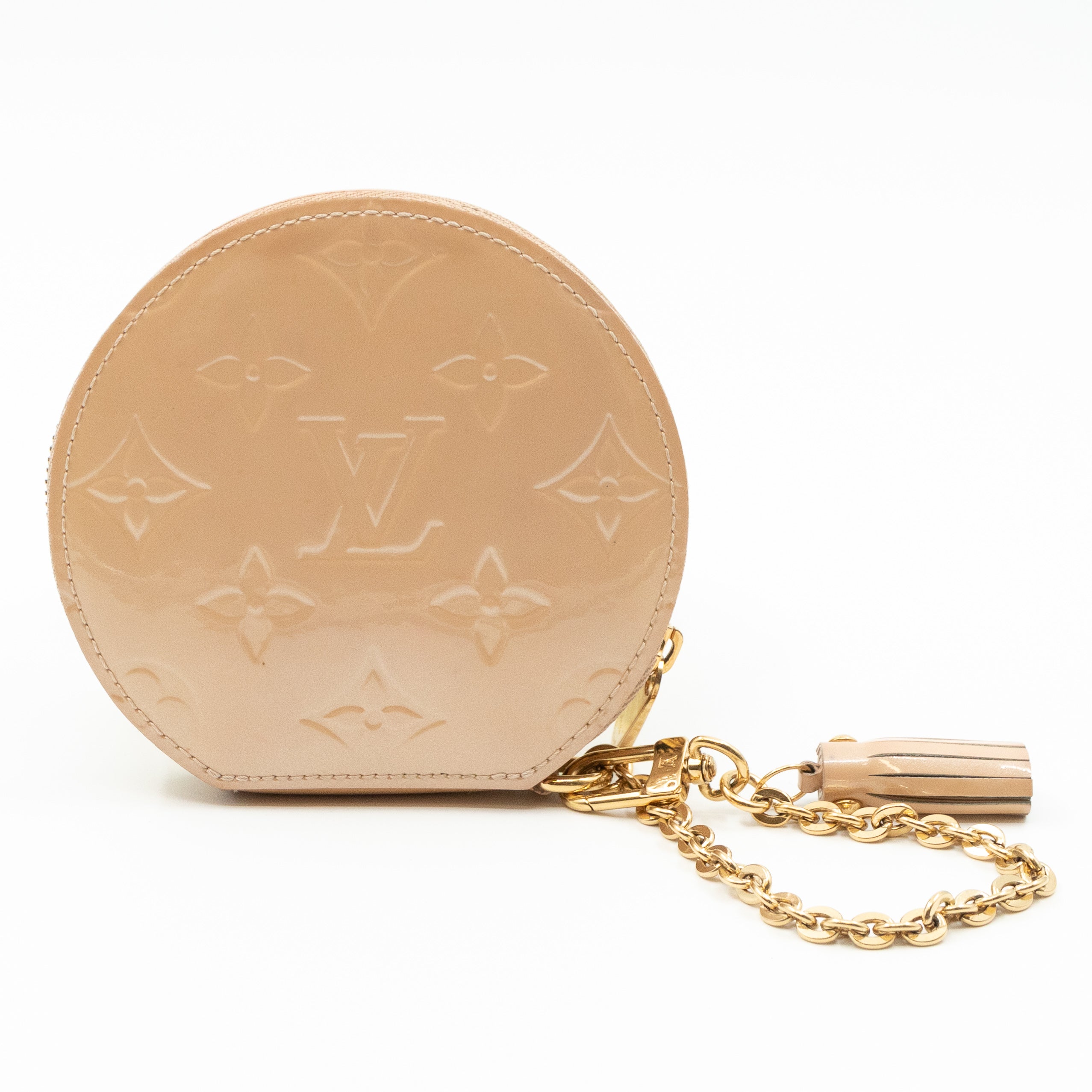 Round Coin Purse Vernis Rose Florentine