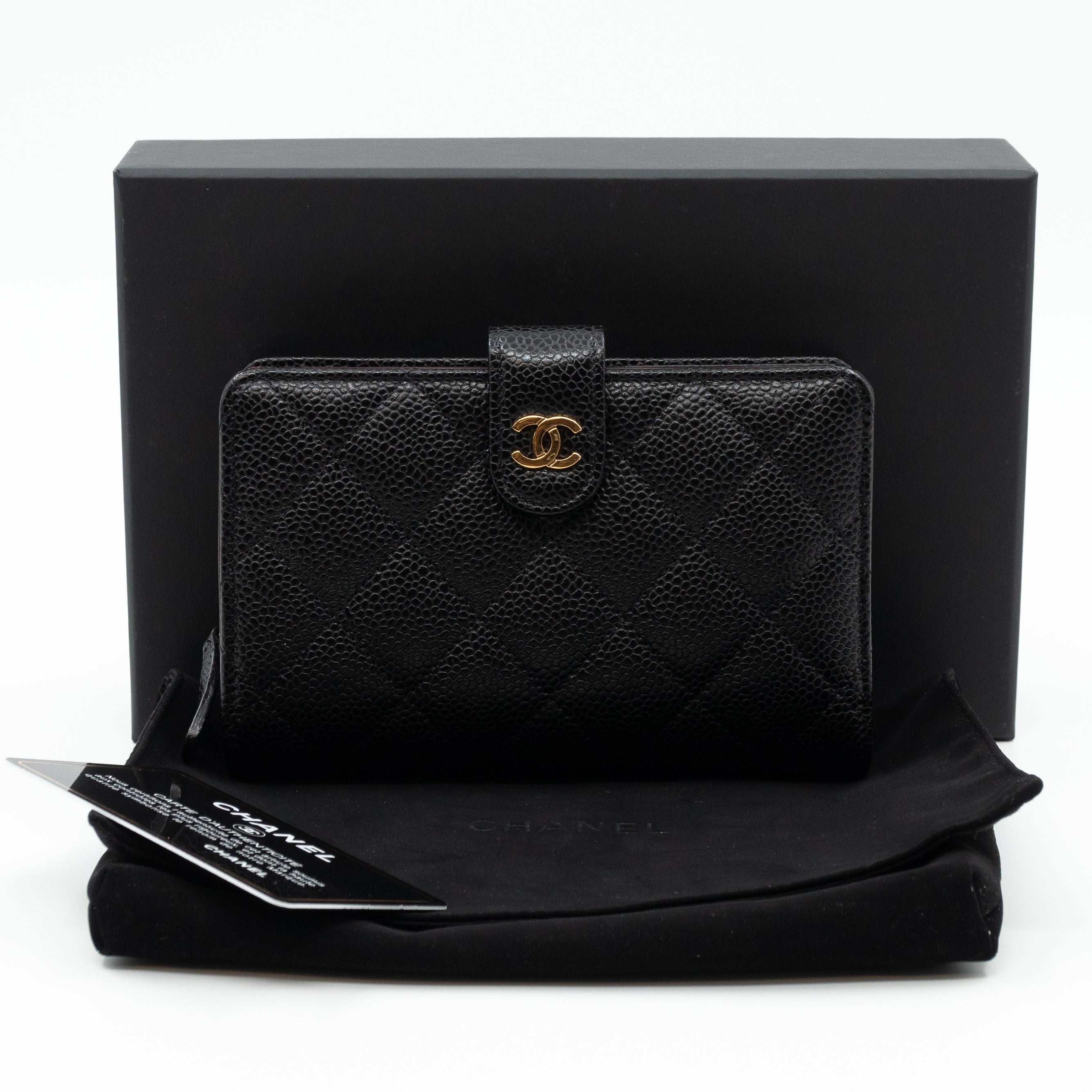 L-Zip Wallet Black Caviar Gold