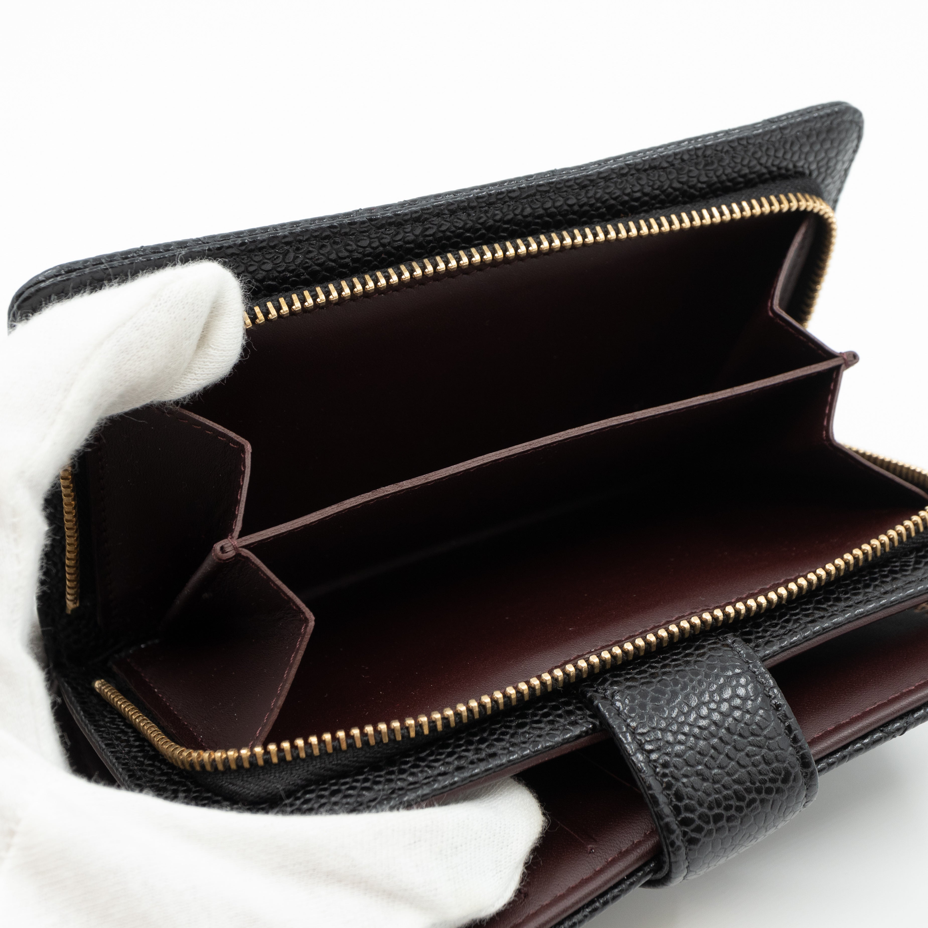 L-Zip Wallet Black Caviar Gold