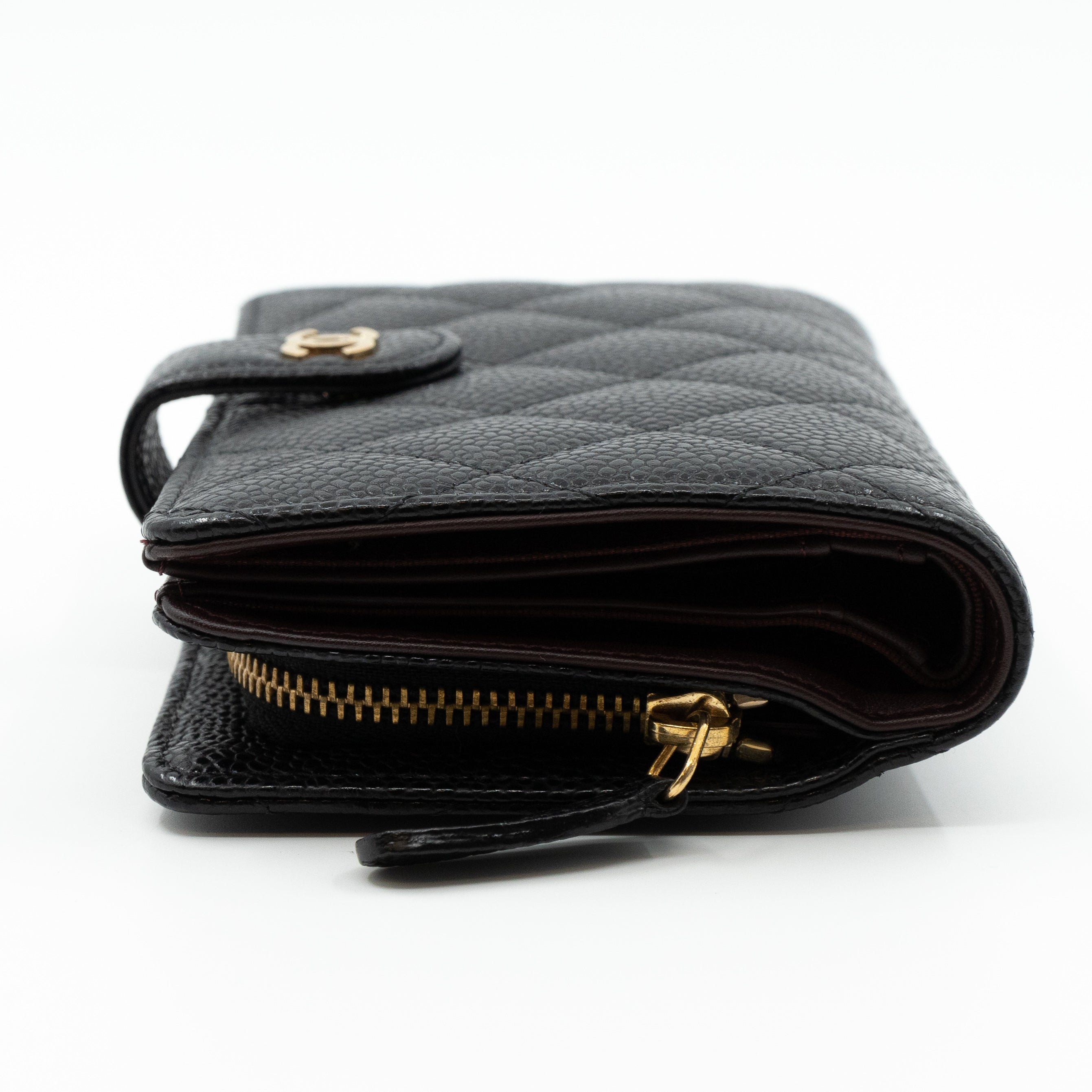 L-Zip Wallet Black Caviar Gold