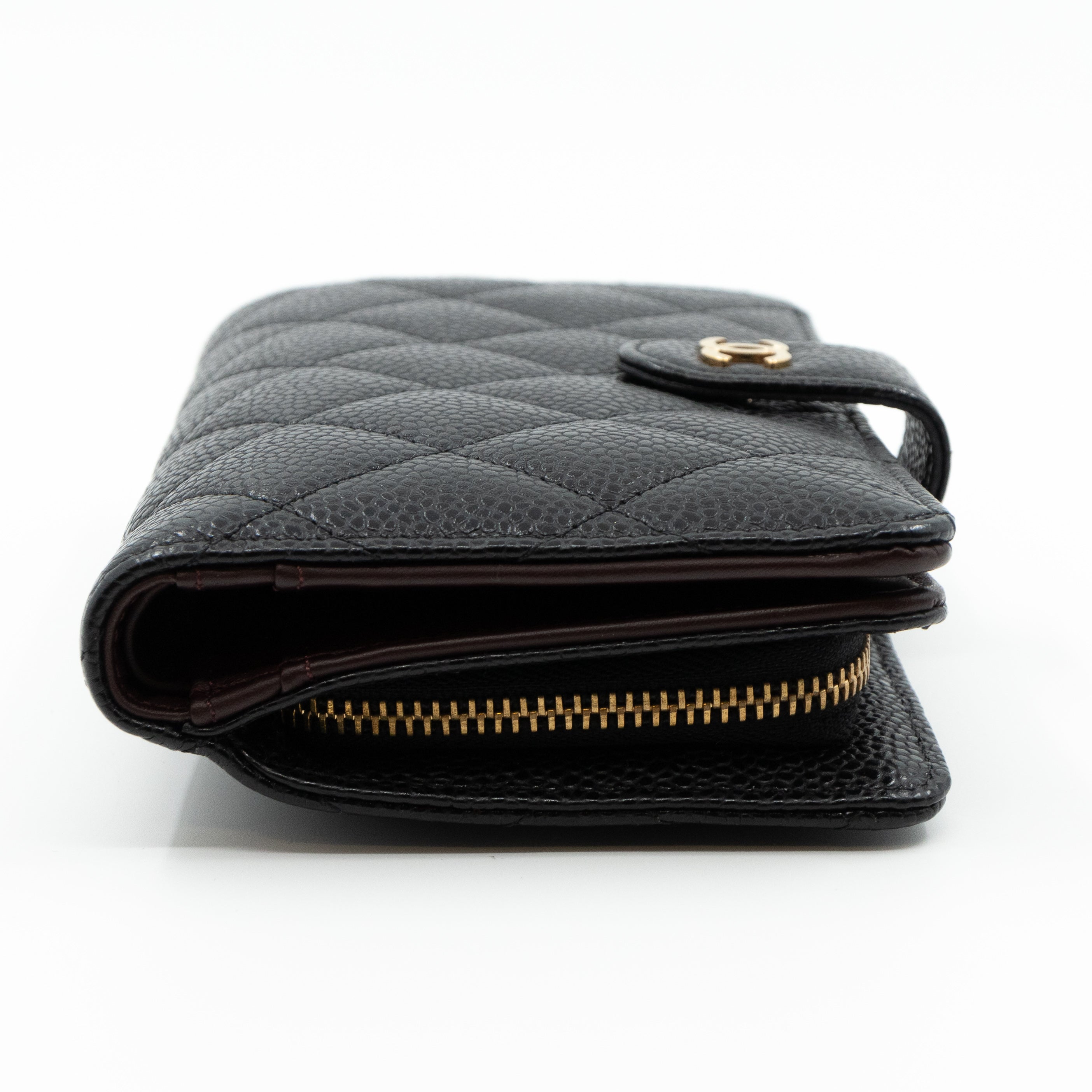 L-Zip Wallet Black Caviar Gold
