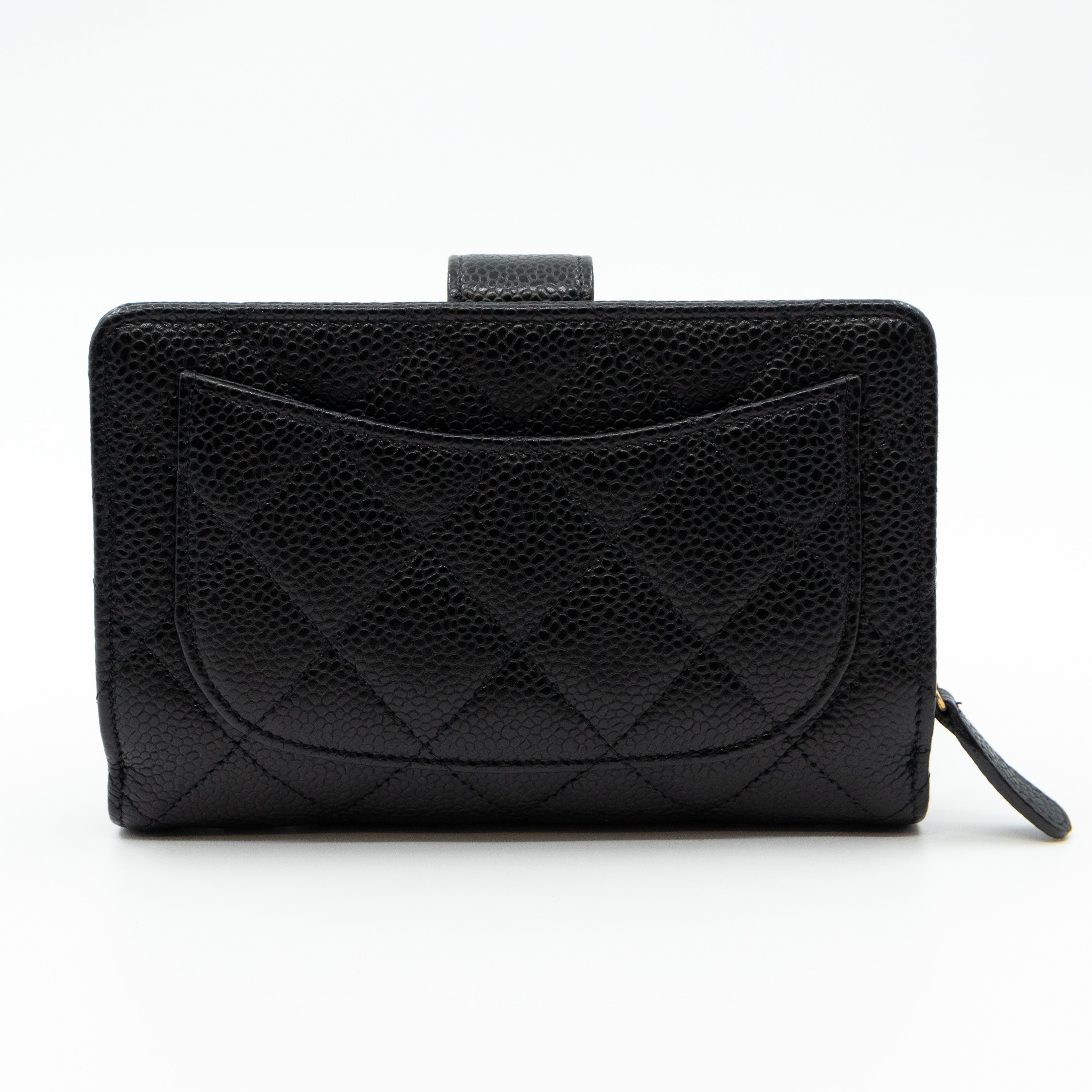 L-Zip Wallet Black Caviar Gold