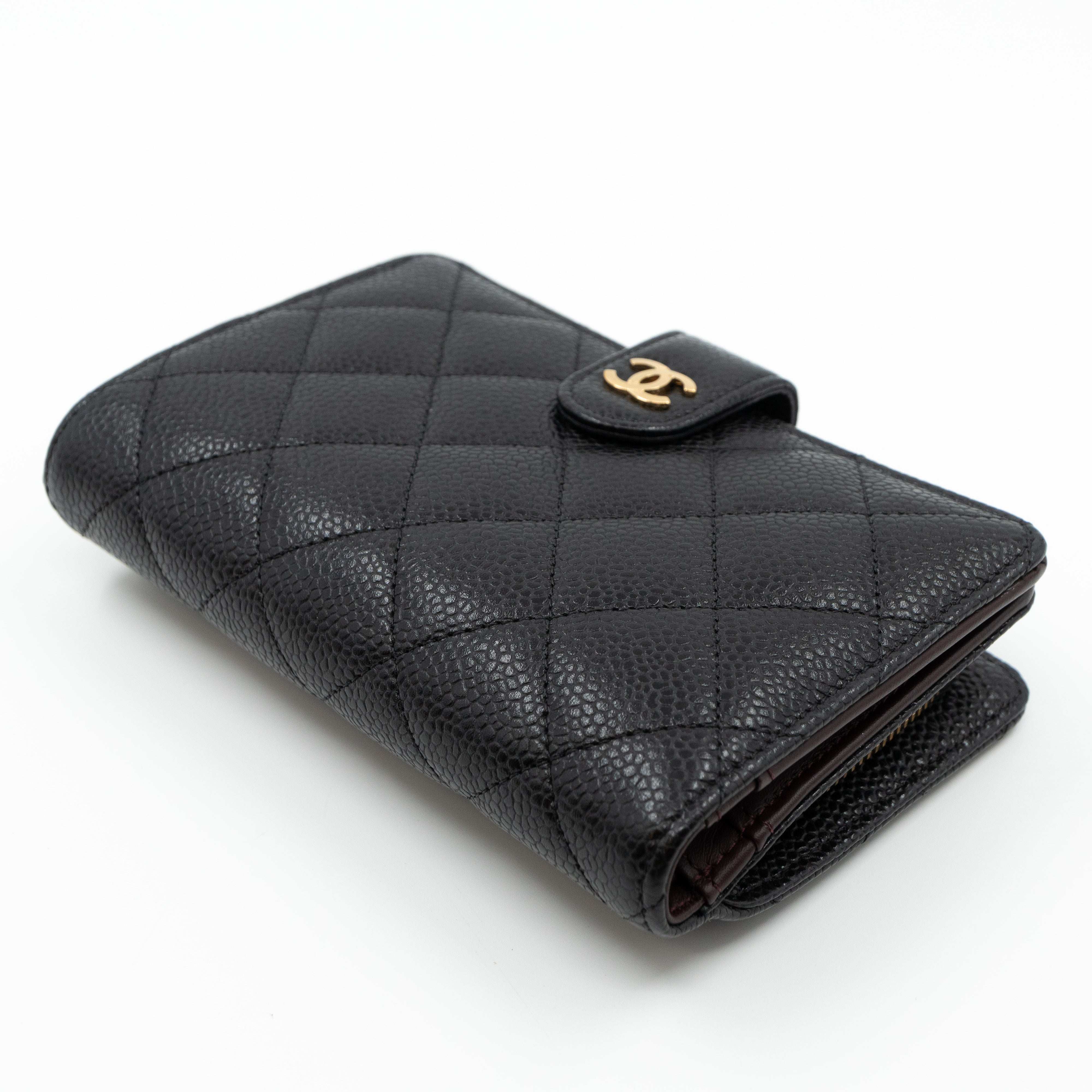 L-Zip Wallet Black Caviar Gold