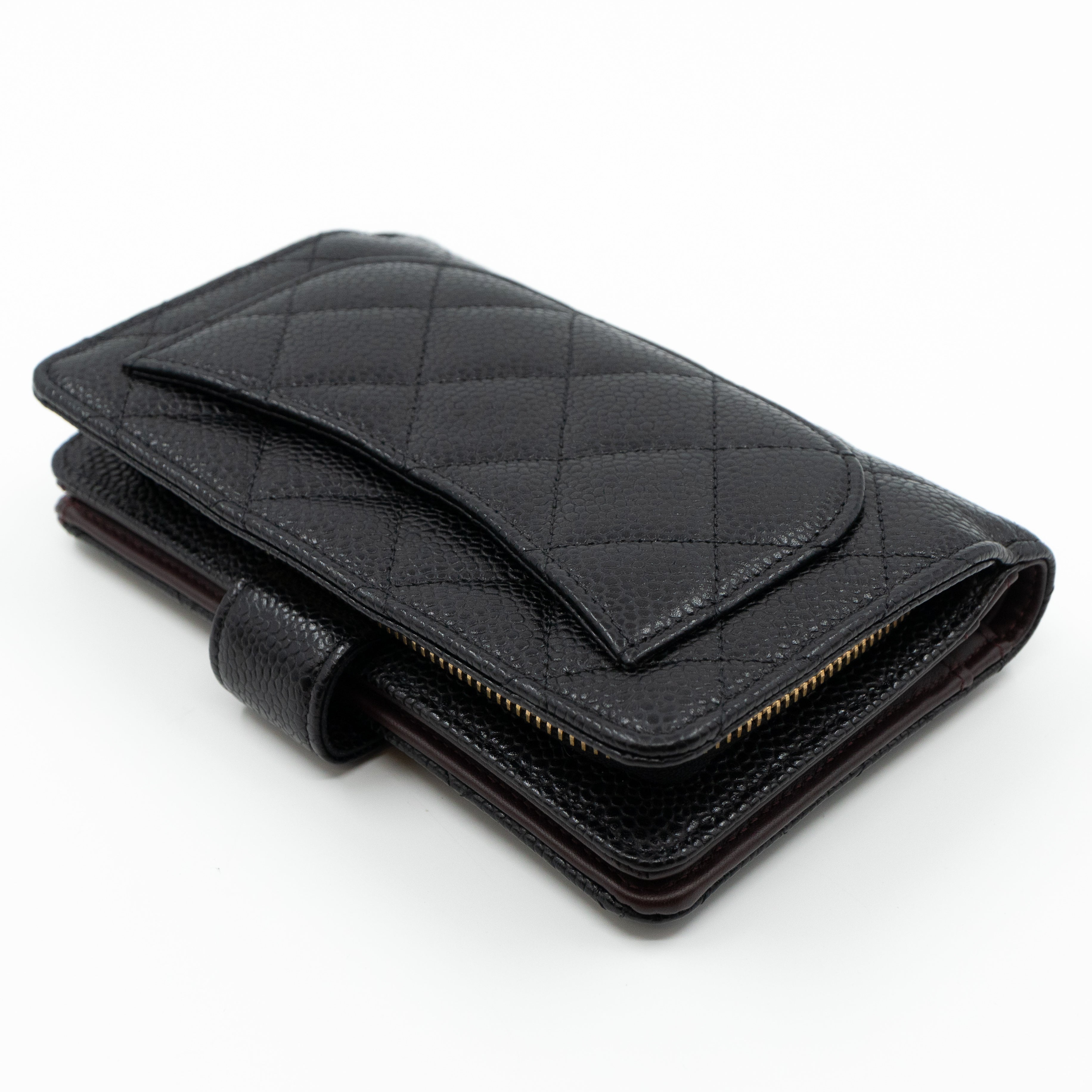 L-Zip Wallet Black Caviar Gold