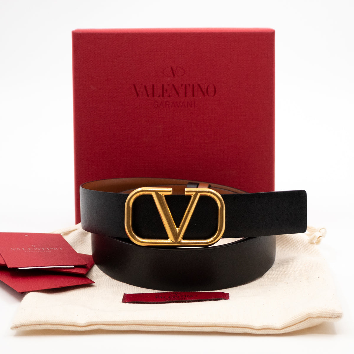 VALENTINO 80 inches black and red belt Valentino Black And Red V-Logo Reversible Belt 20mm - Size  main image 3