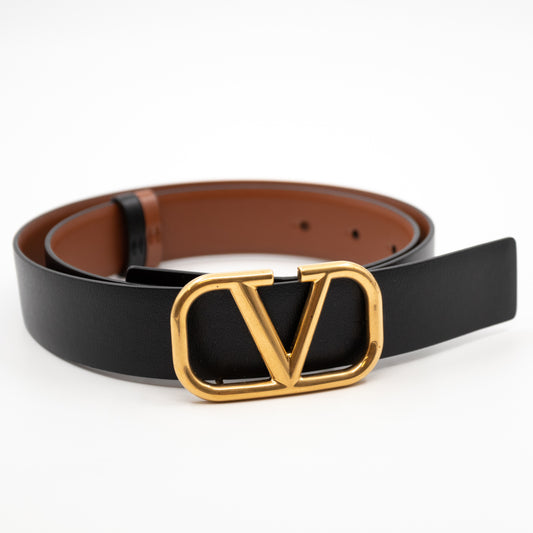 Reversible Valentino VLOGO Belt Black 80 cm