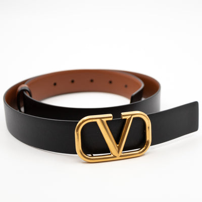 Reversible Valentino VLOGO Belt Black 80 cm