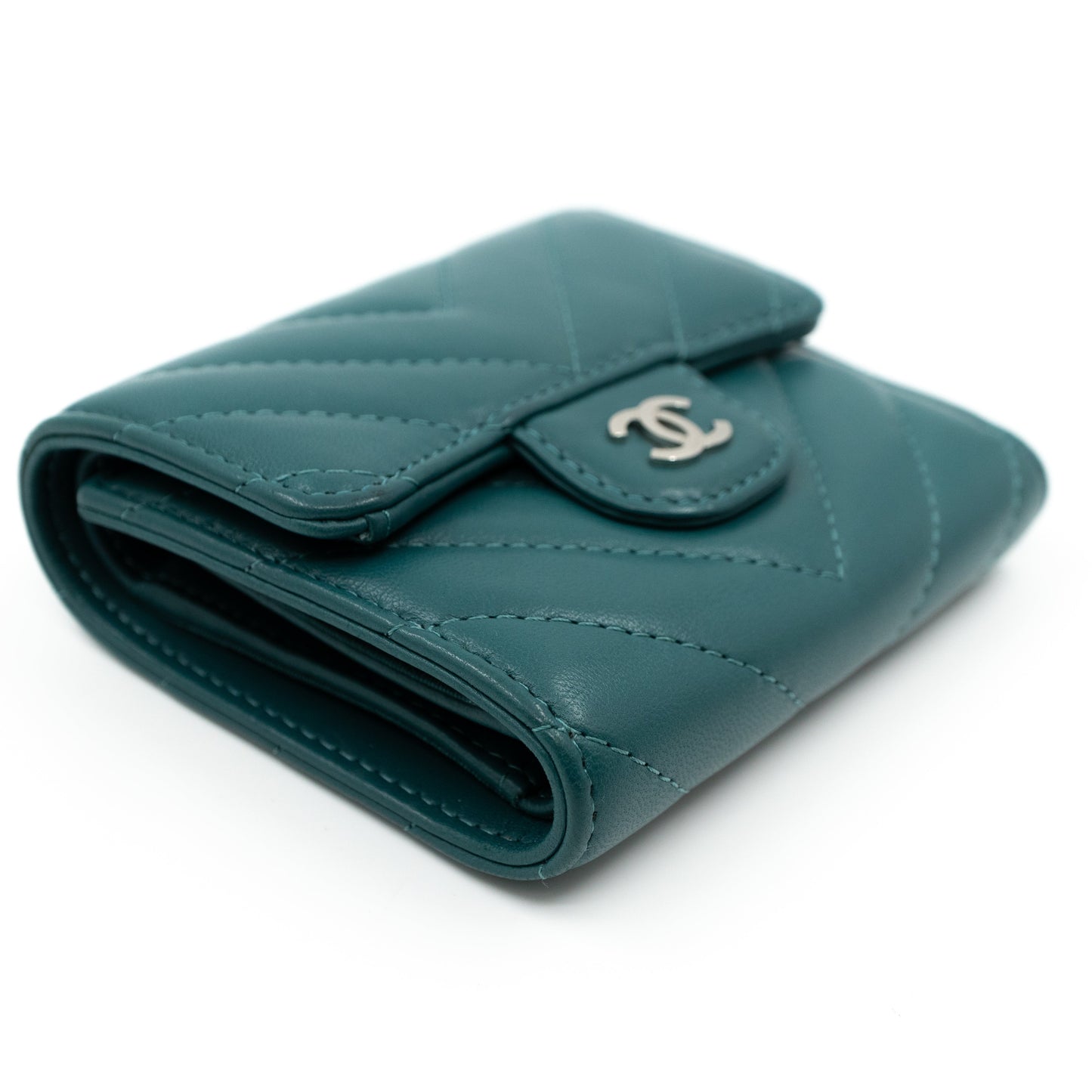 Small Classic Flap Wallet Green Leather