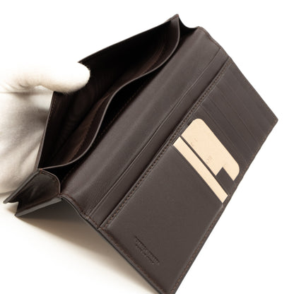 Long Wallet Intrecciato Leather Brown