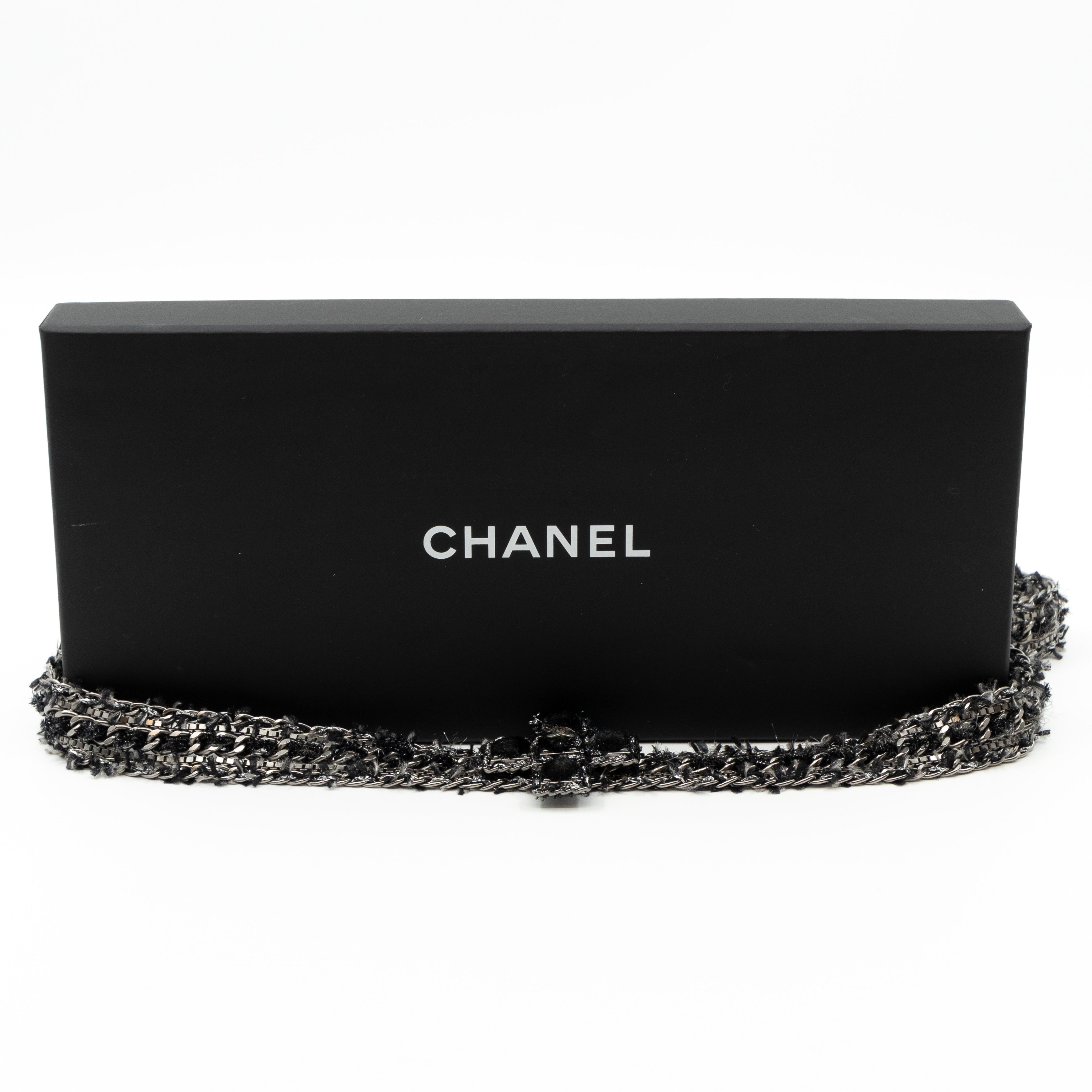 Cross Chain Belt With Tweed Ruthenium