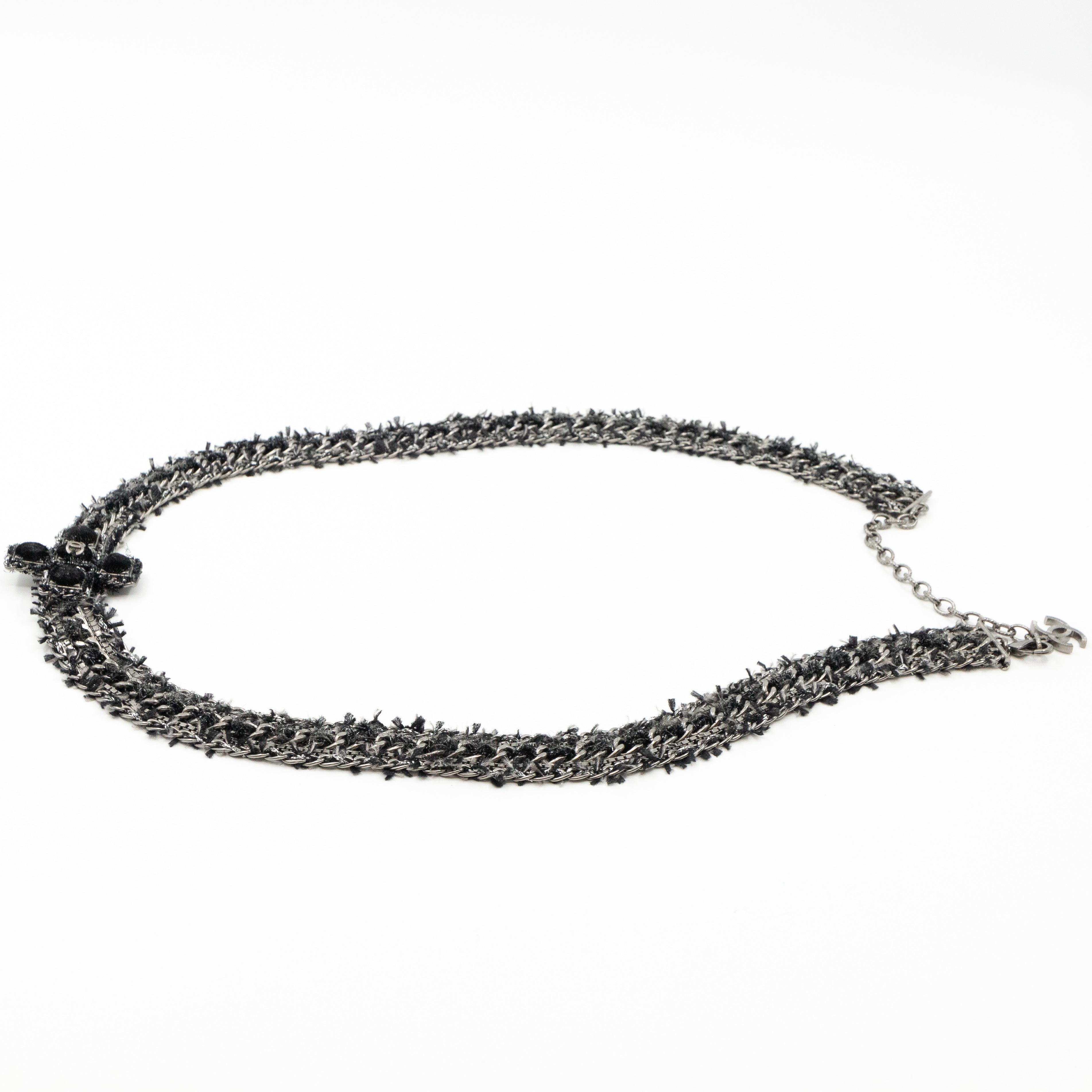 Cross Chain Belt With Tweed Ruthenium