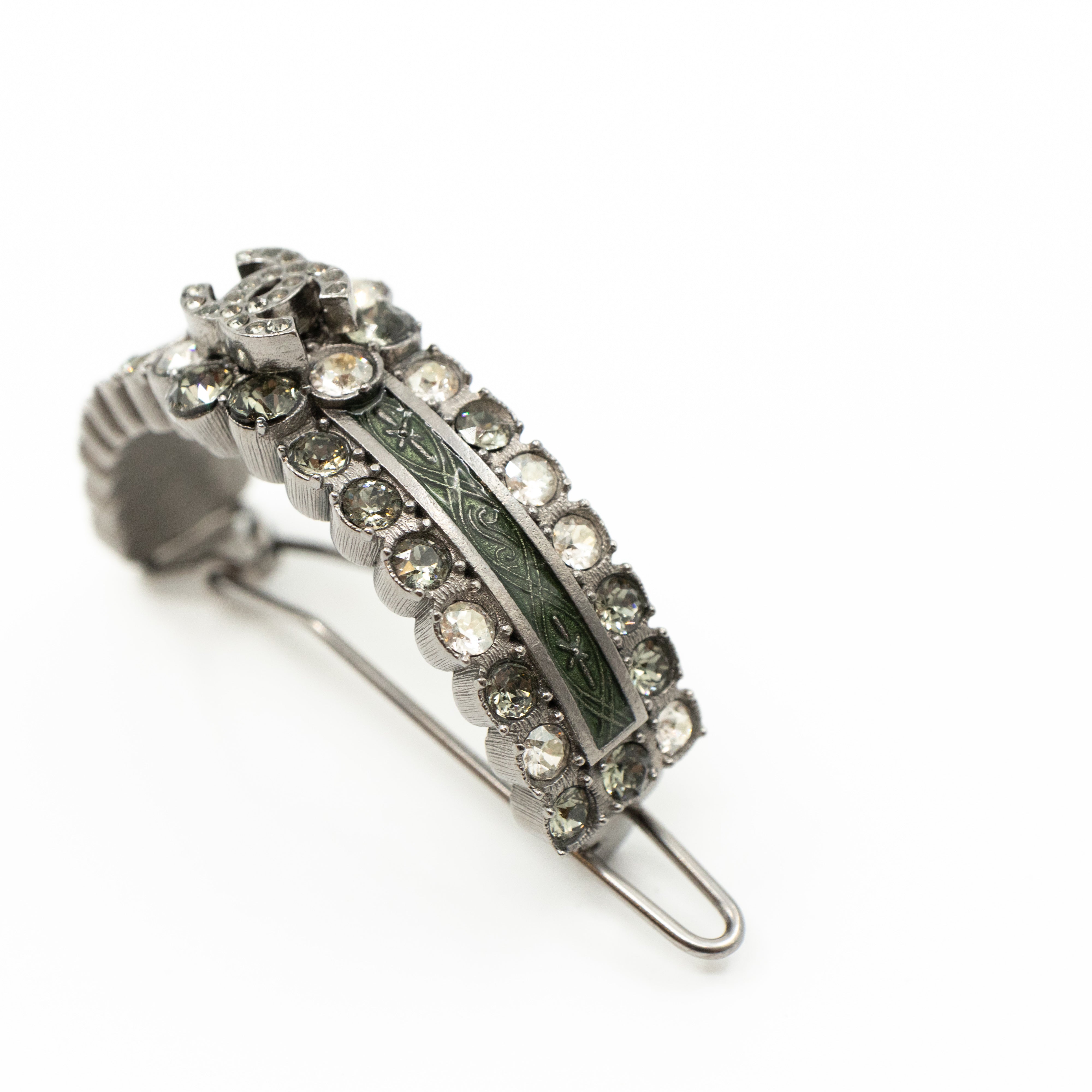 CC Crystal Hair Clip Ruthenium