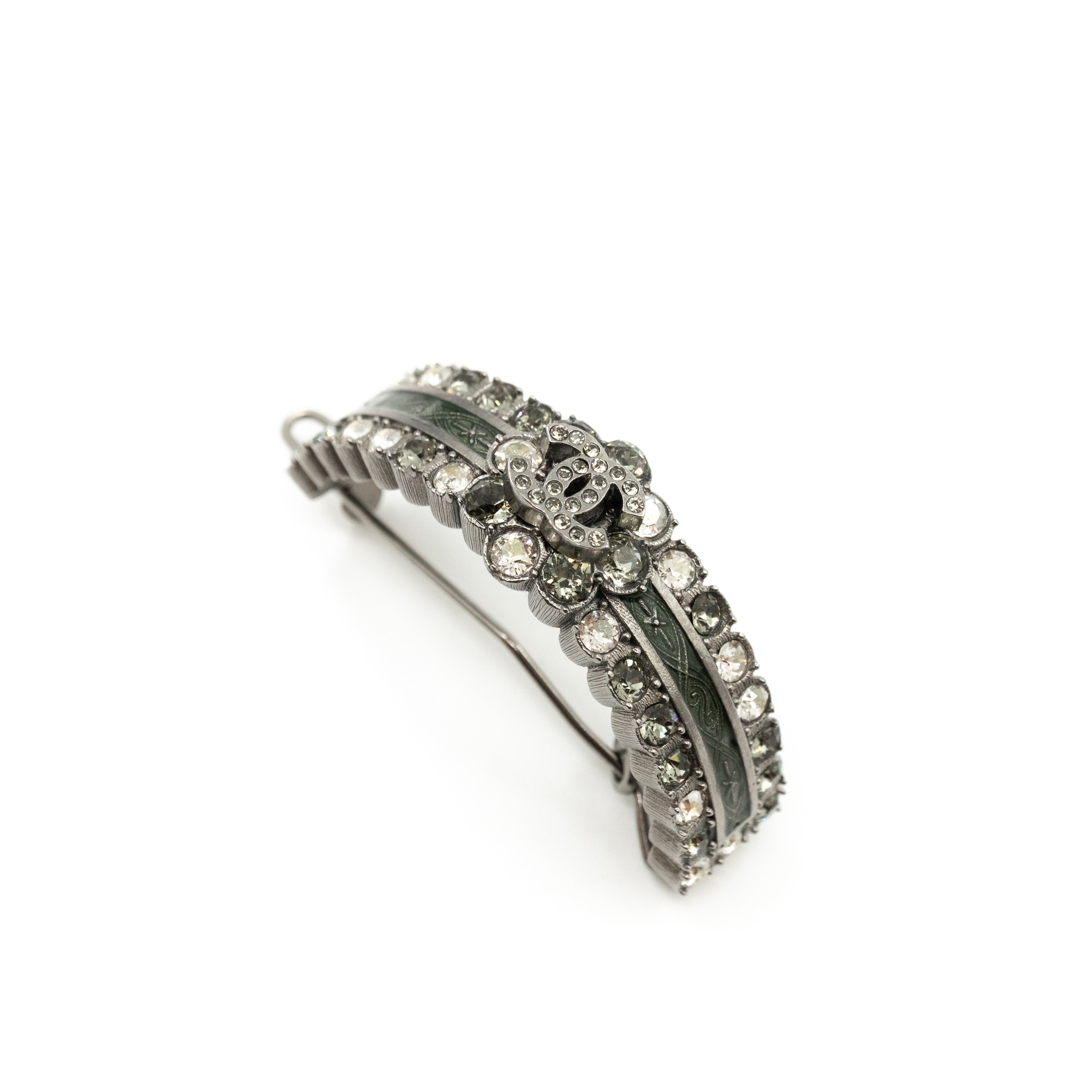 CC Crystal Hair Clip Ruthenium