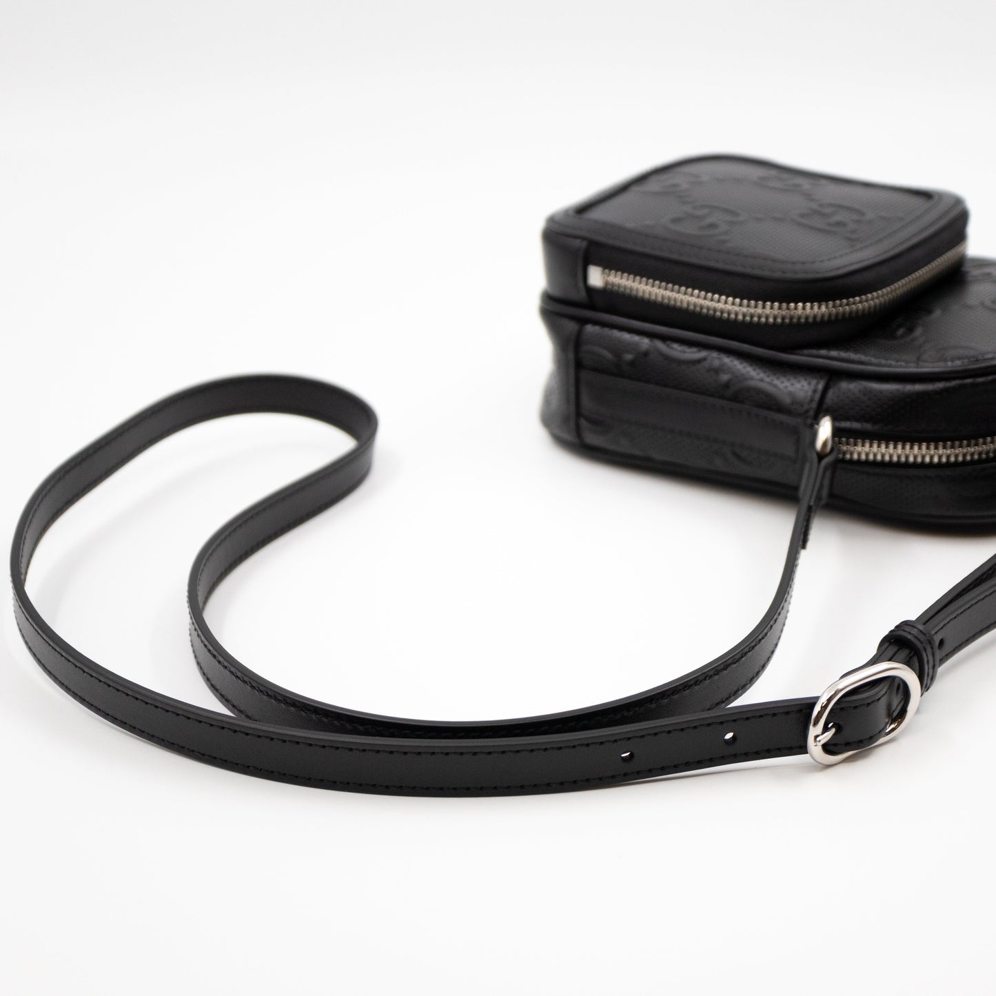 GG Embossed Mini Bag Black Leather