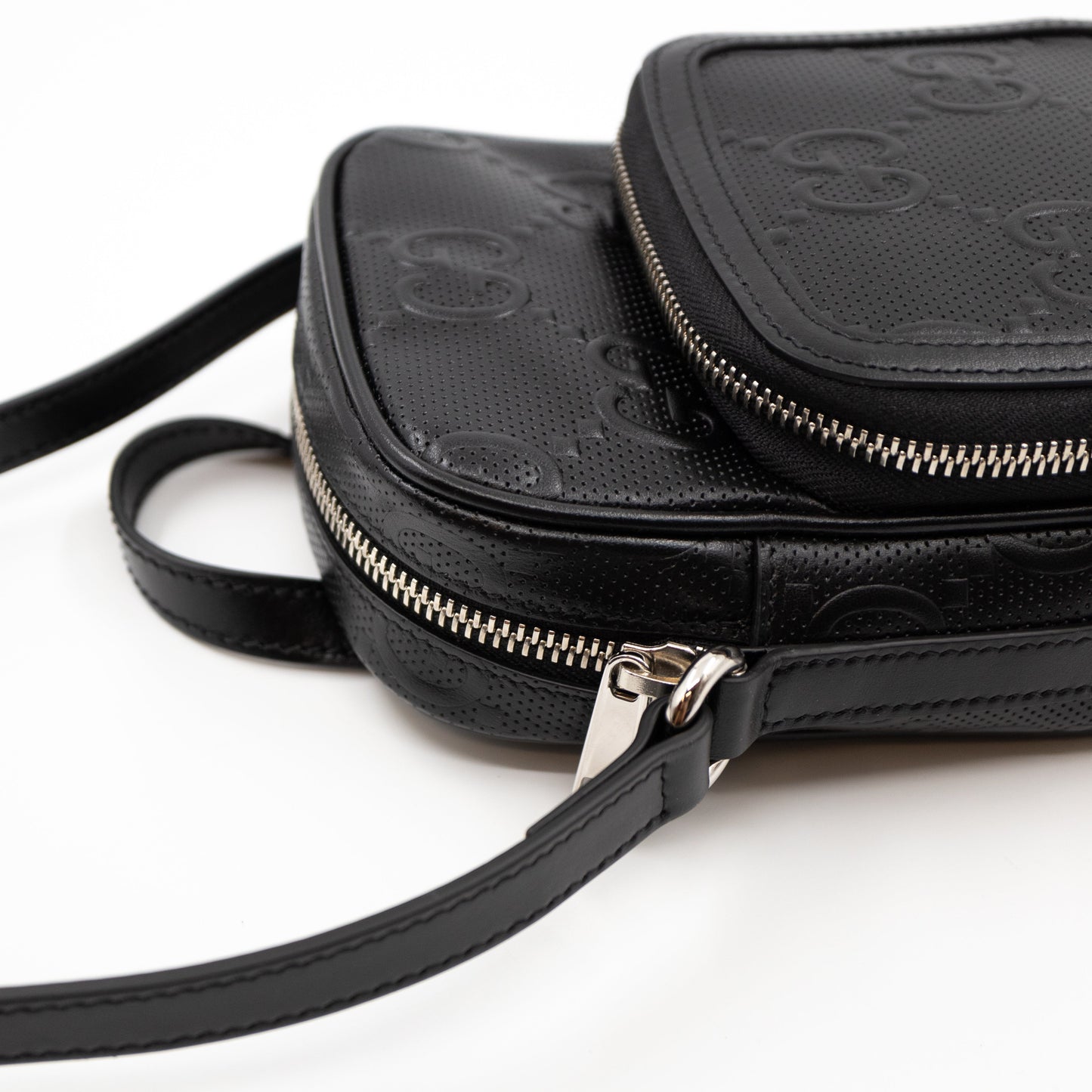 GG Embossed Mini Bag Black Leather