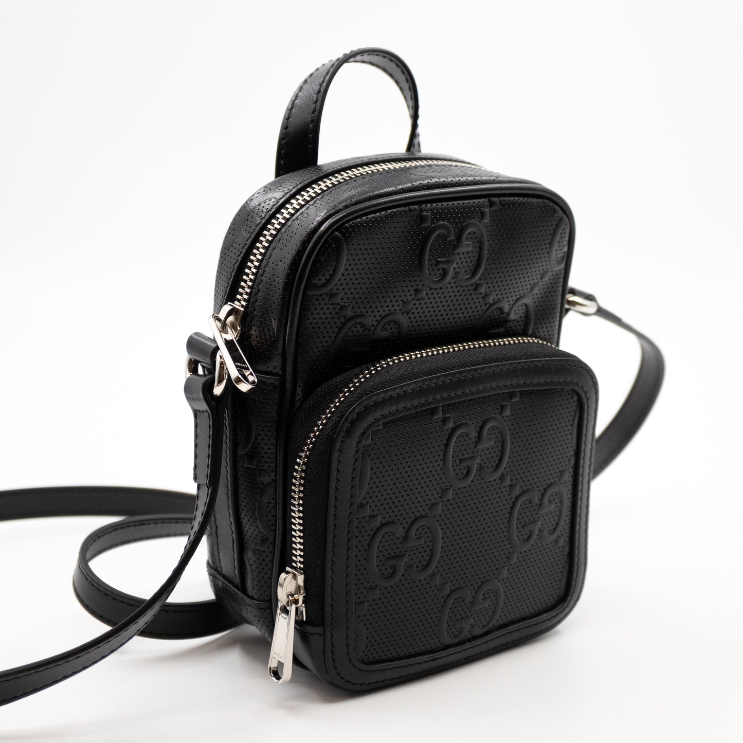 GG Embossed Mini Bag Black Leather