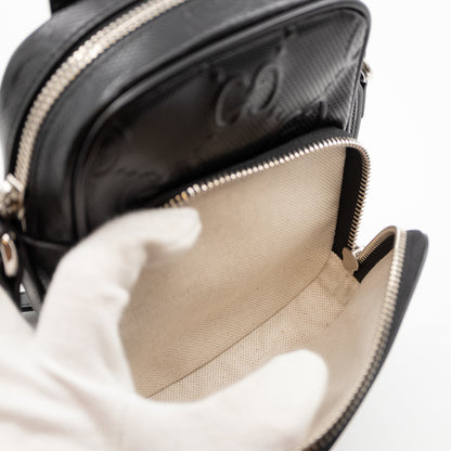 GG Embossed Mini Bag Black Leather
