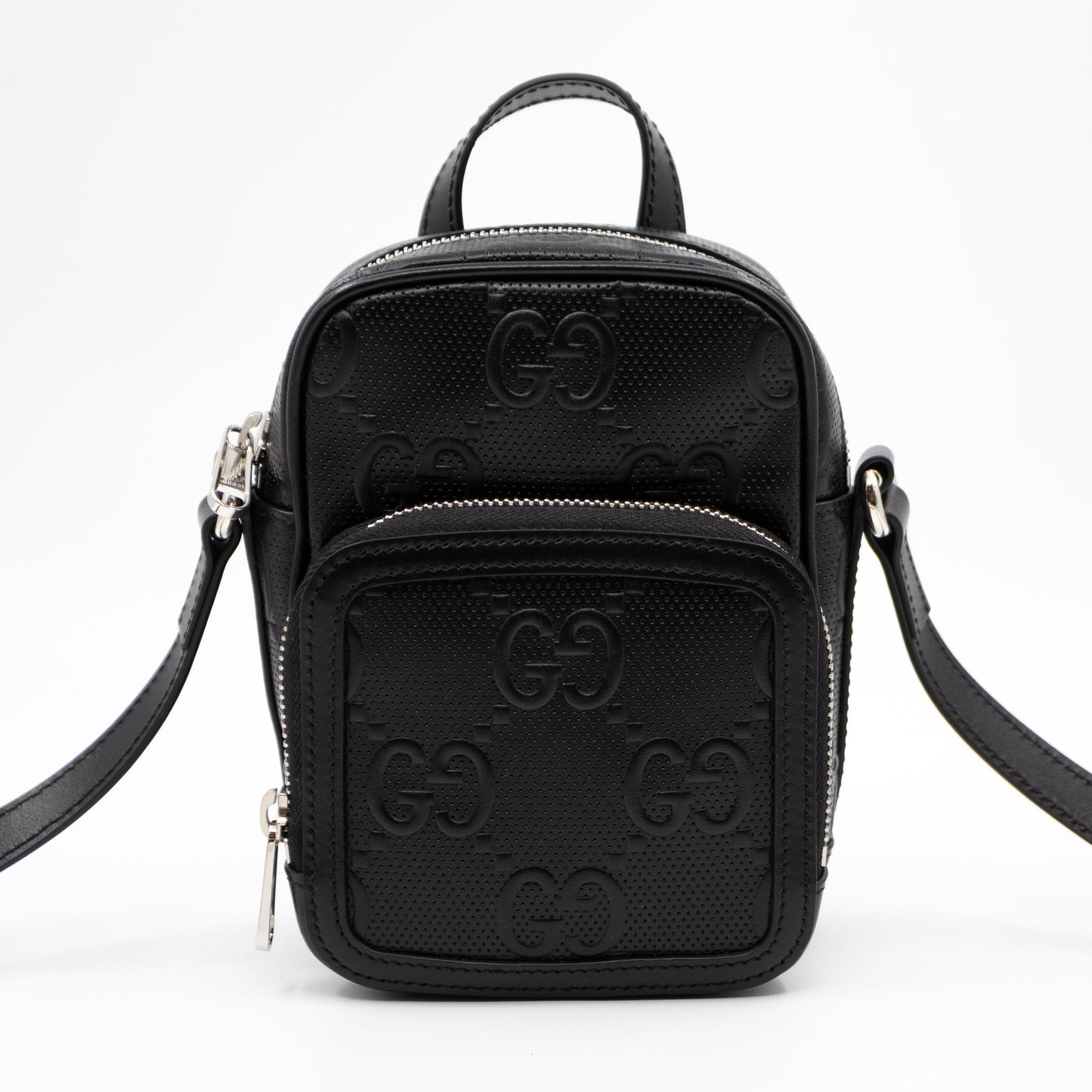 GG Embossed Mini Bag Black Leather