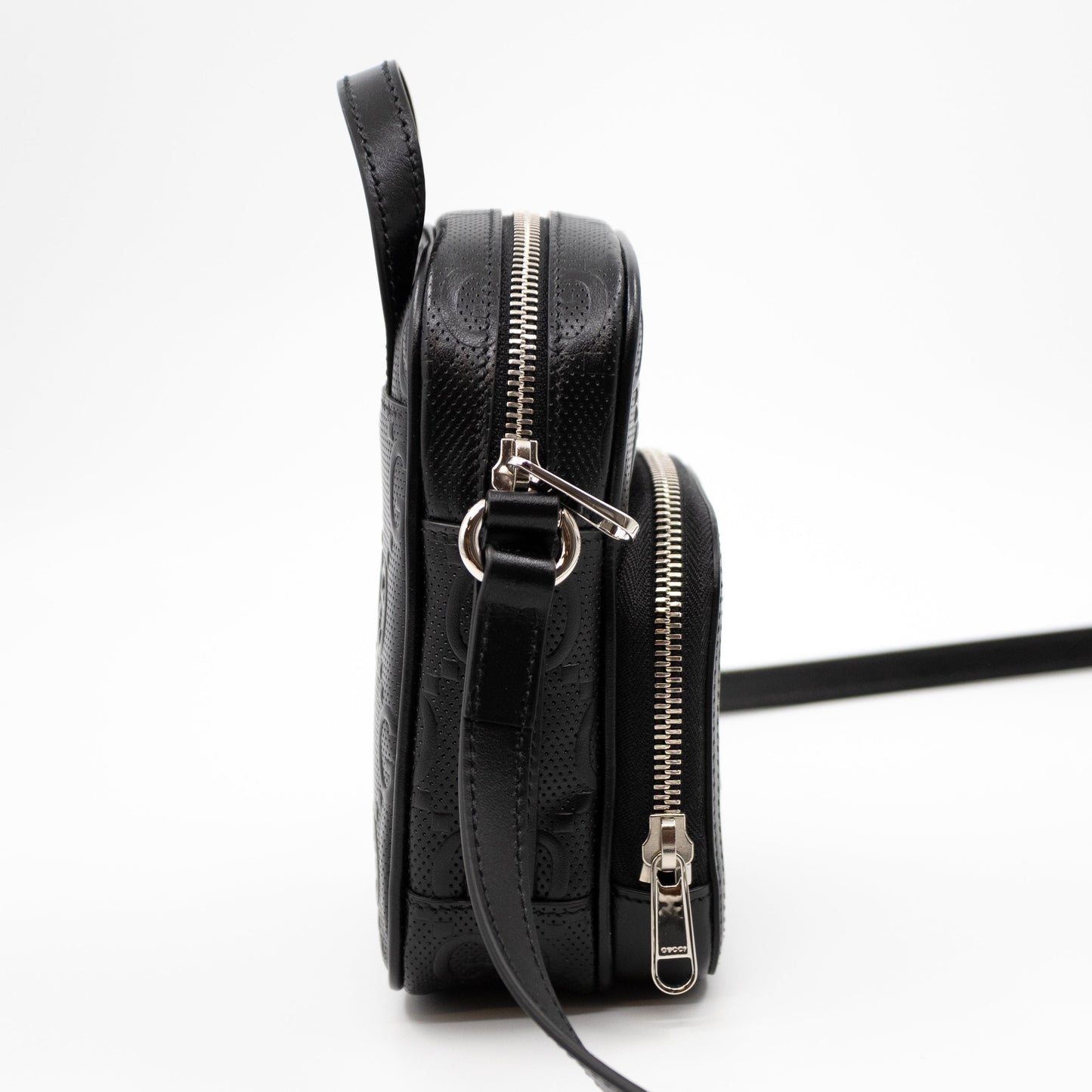 GG Embossed Mini Bag Black Leather