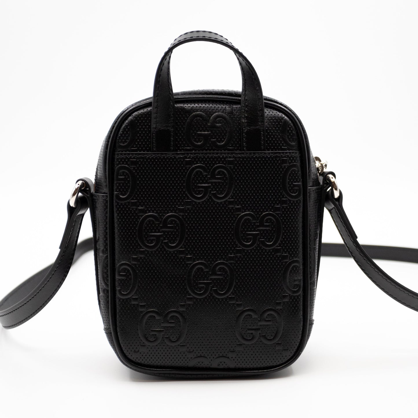 GG Embossed Mini Bag Black Leather