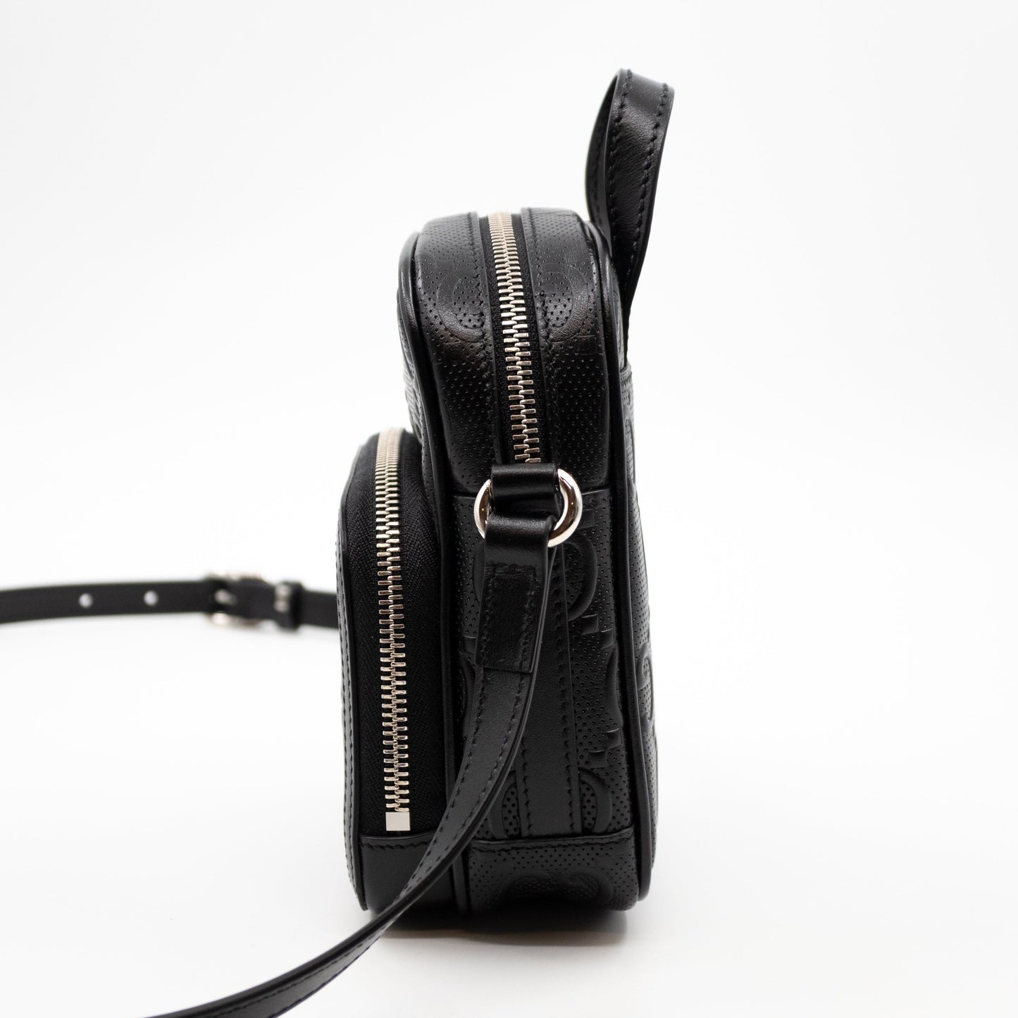 GG Embossed Mini Bag Black Leather