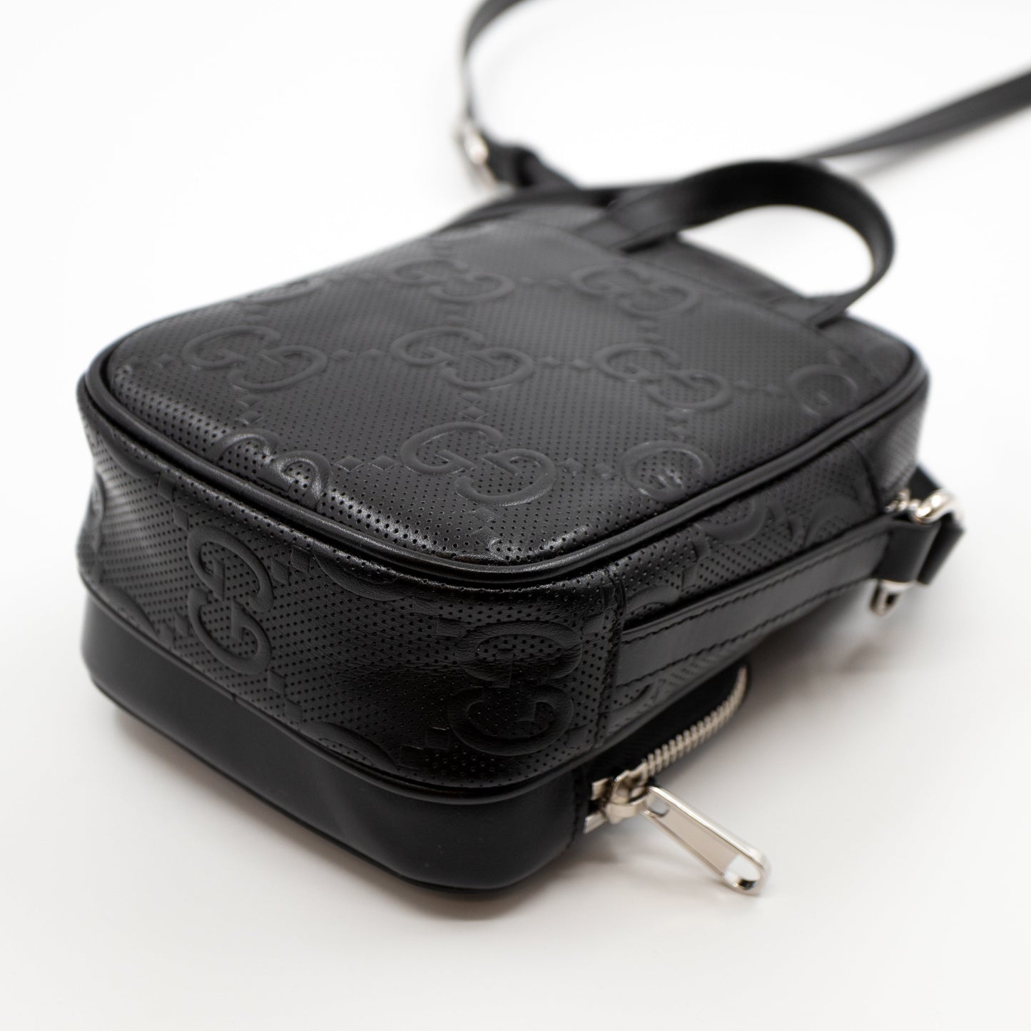 GG Embossed Mini Bag Black Leather