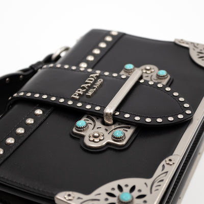 Cahier Studded Black Leather