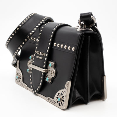Cahier Studded Black Leather
