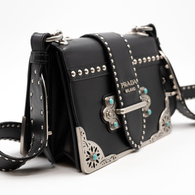 Cahier Studded Black Leather