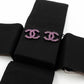CC Chanel Logo Earrings Pink Ruthenium