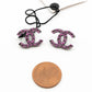 CC Chanel Logo Earrings Pink Ruthenium