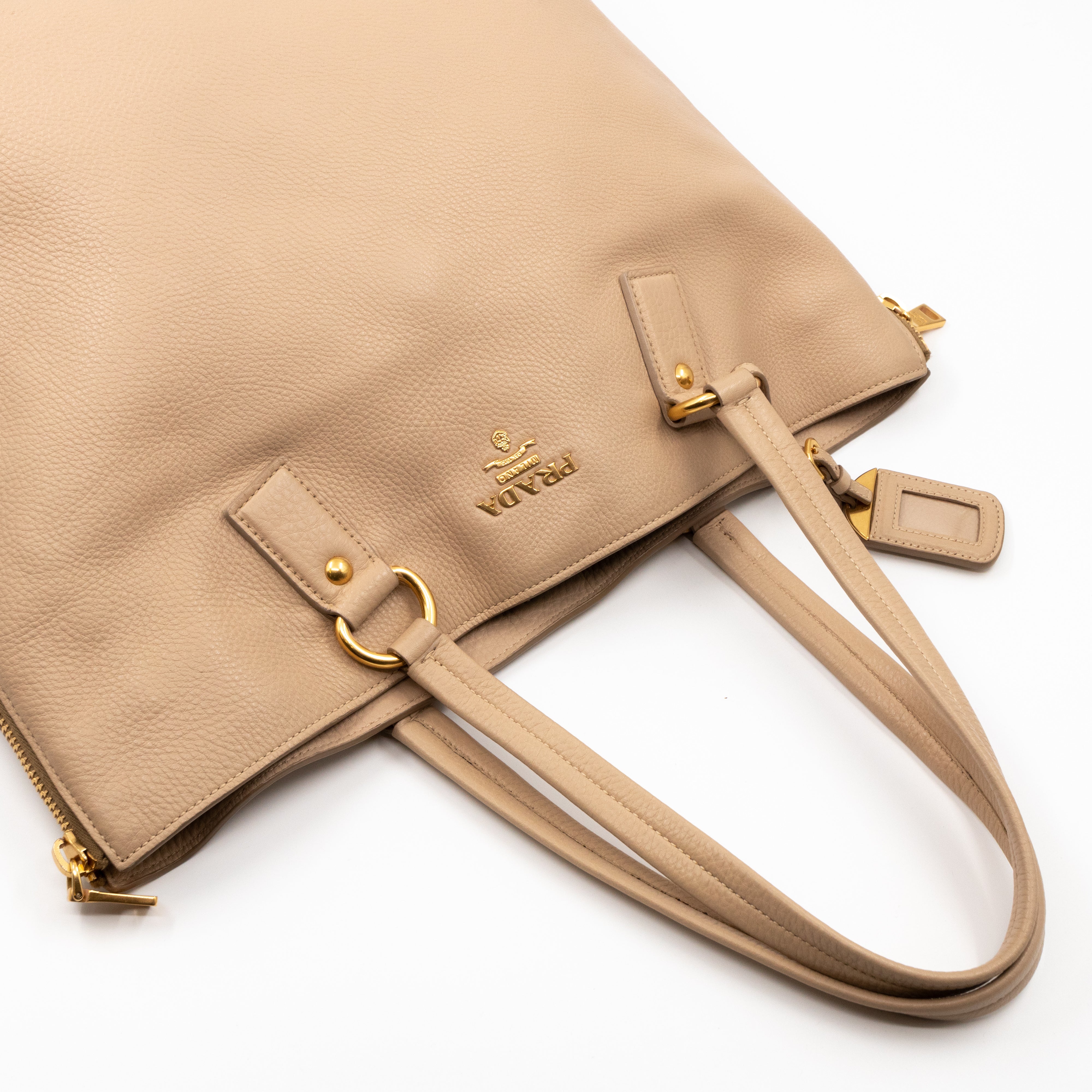Large Shopping Tote Beige Leather