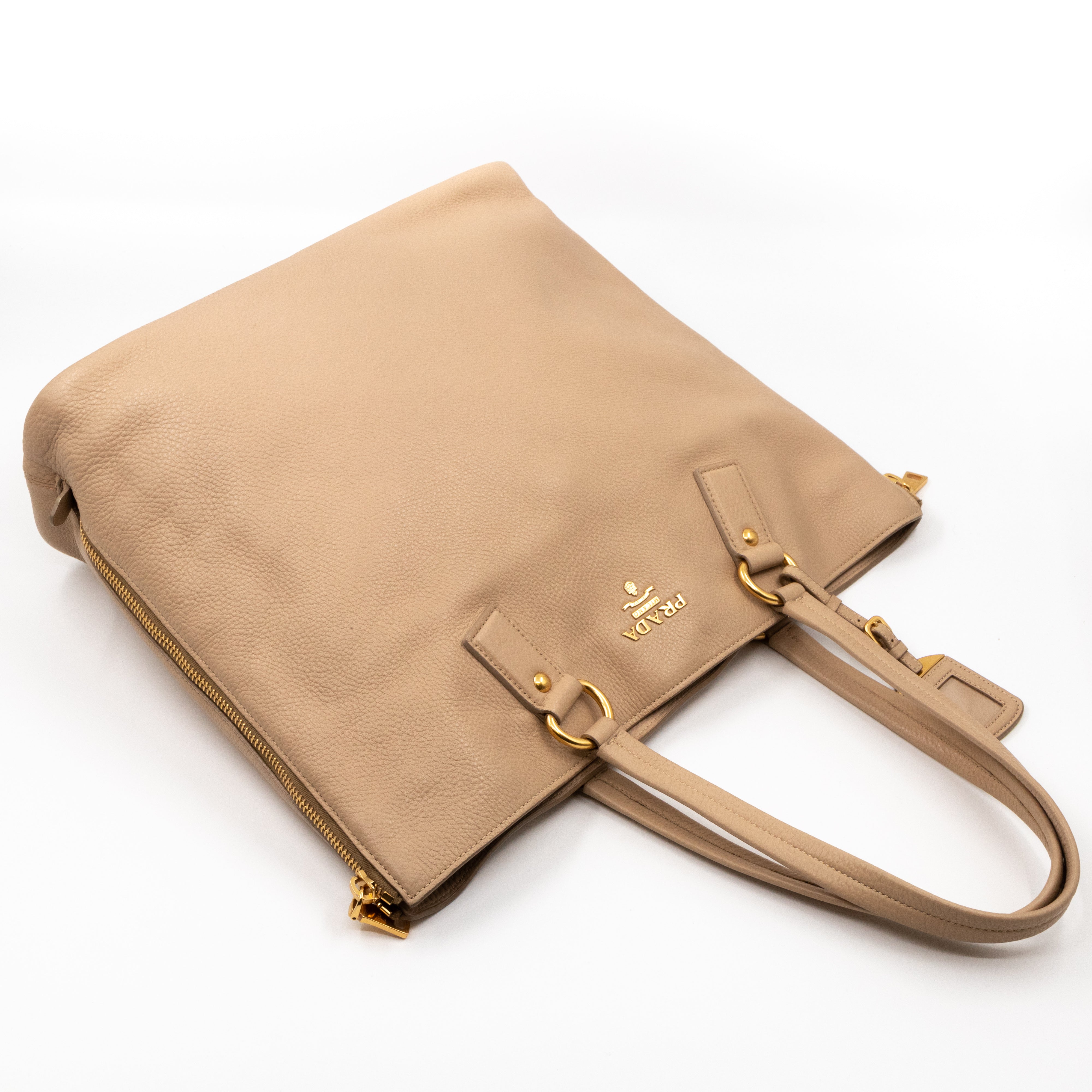 Large Shopping Tote Beige Leather