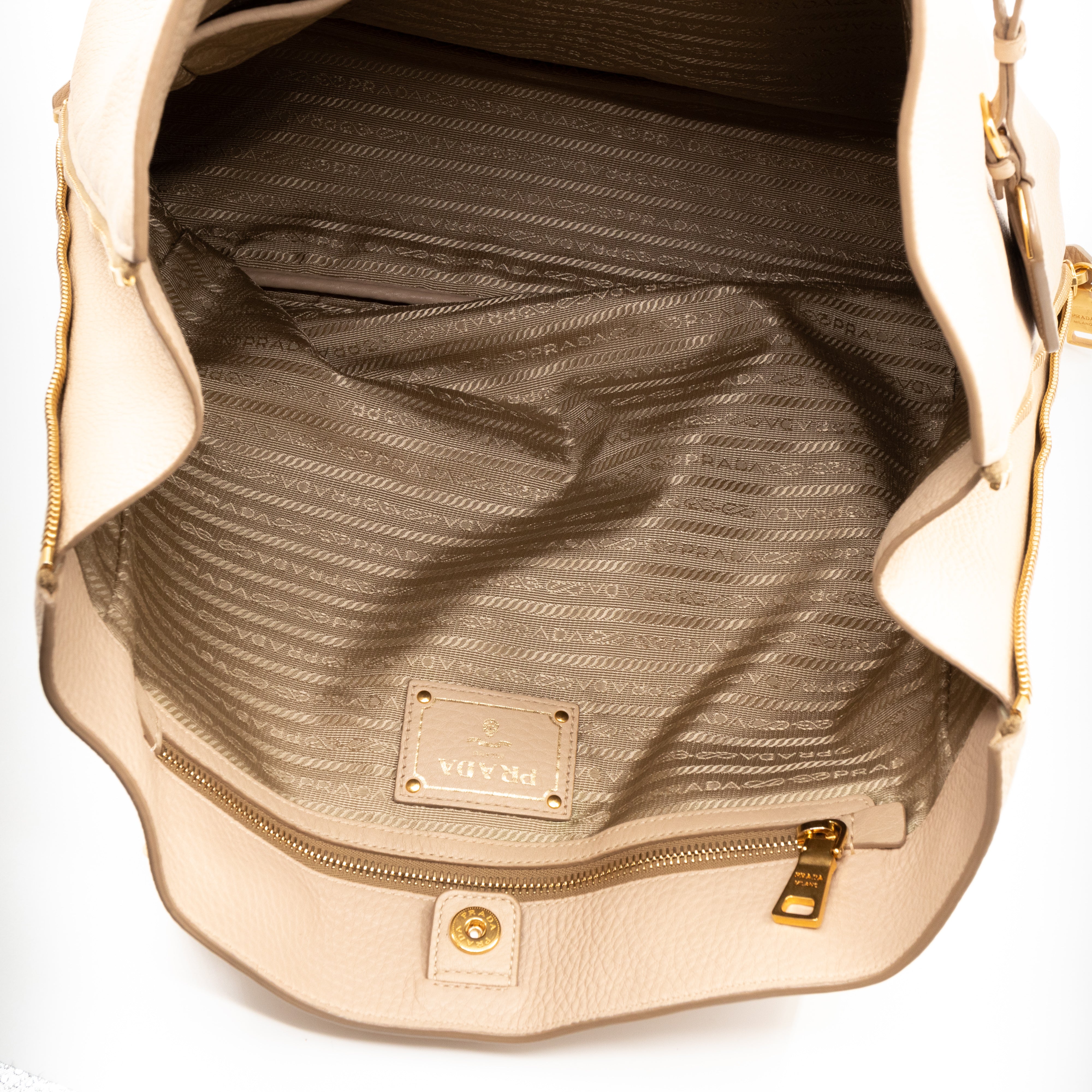 Large Shopping Tote Beige Leather