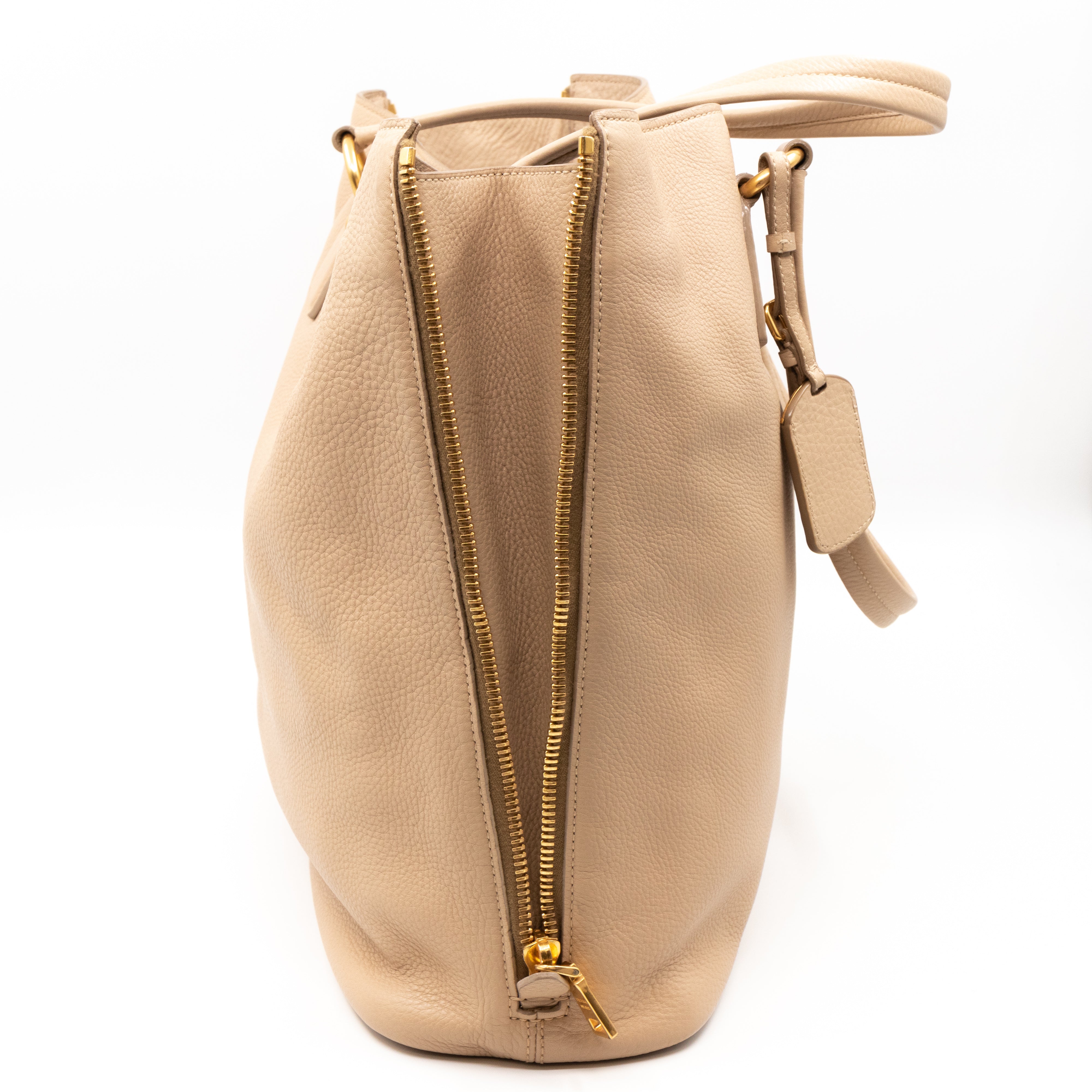 Large Shopping Tote Beige Leather