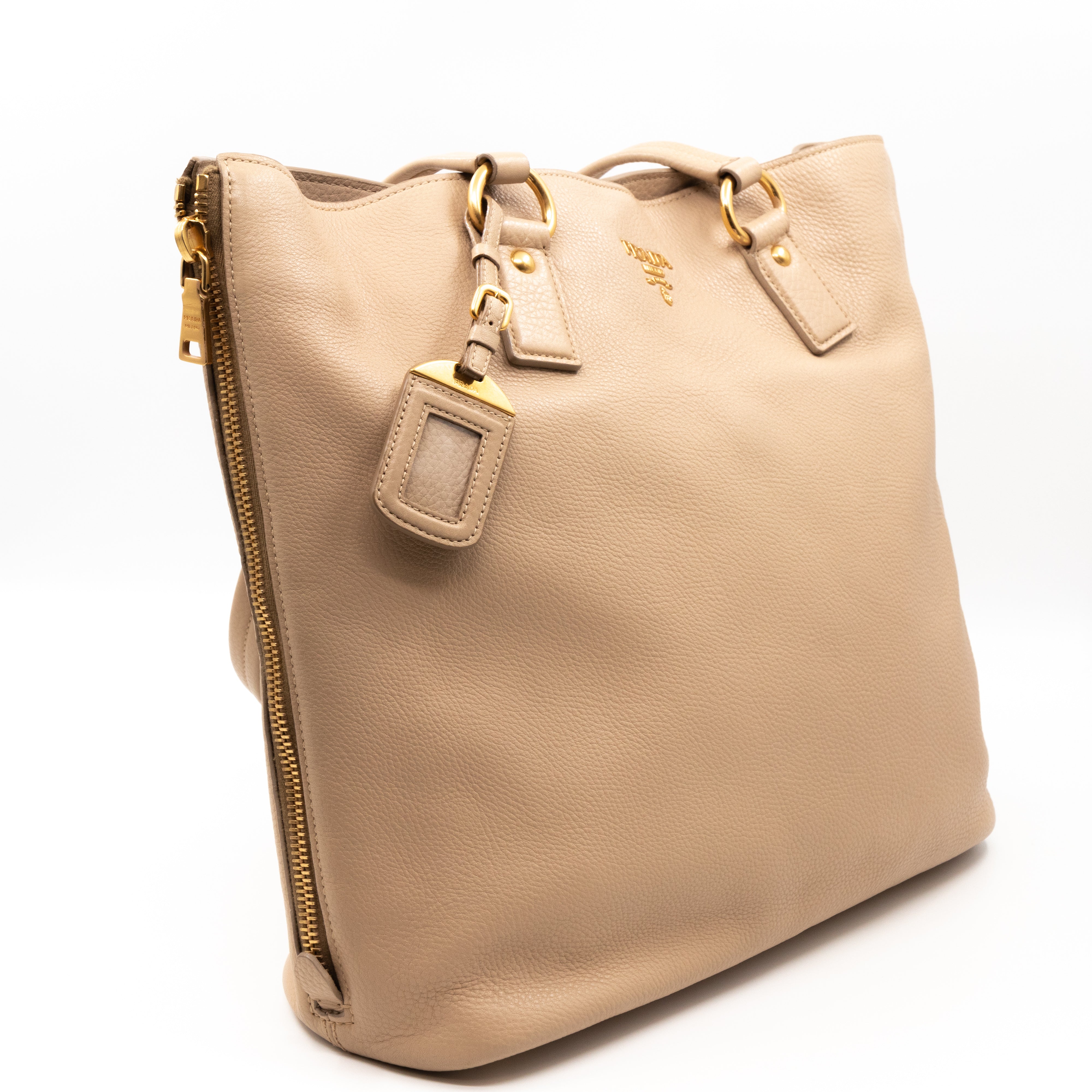 Large Shopping Tote Beige Leather