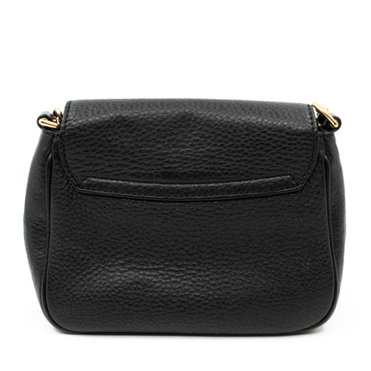 Soho Small Chain Flap Bag Black Leather