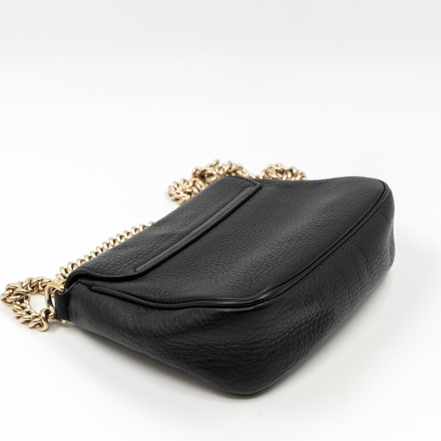 Soho Small Chain Flap Bag Black Leather