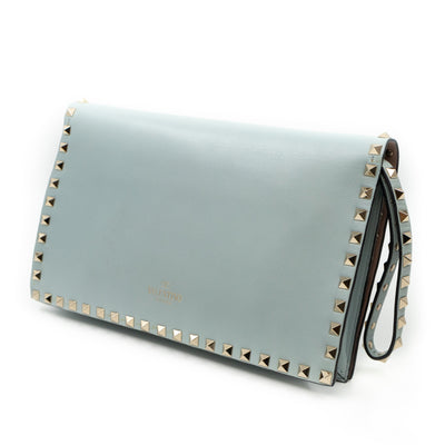 Rockstud Flap Clutch Light Blue